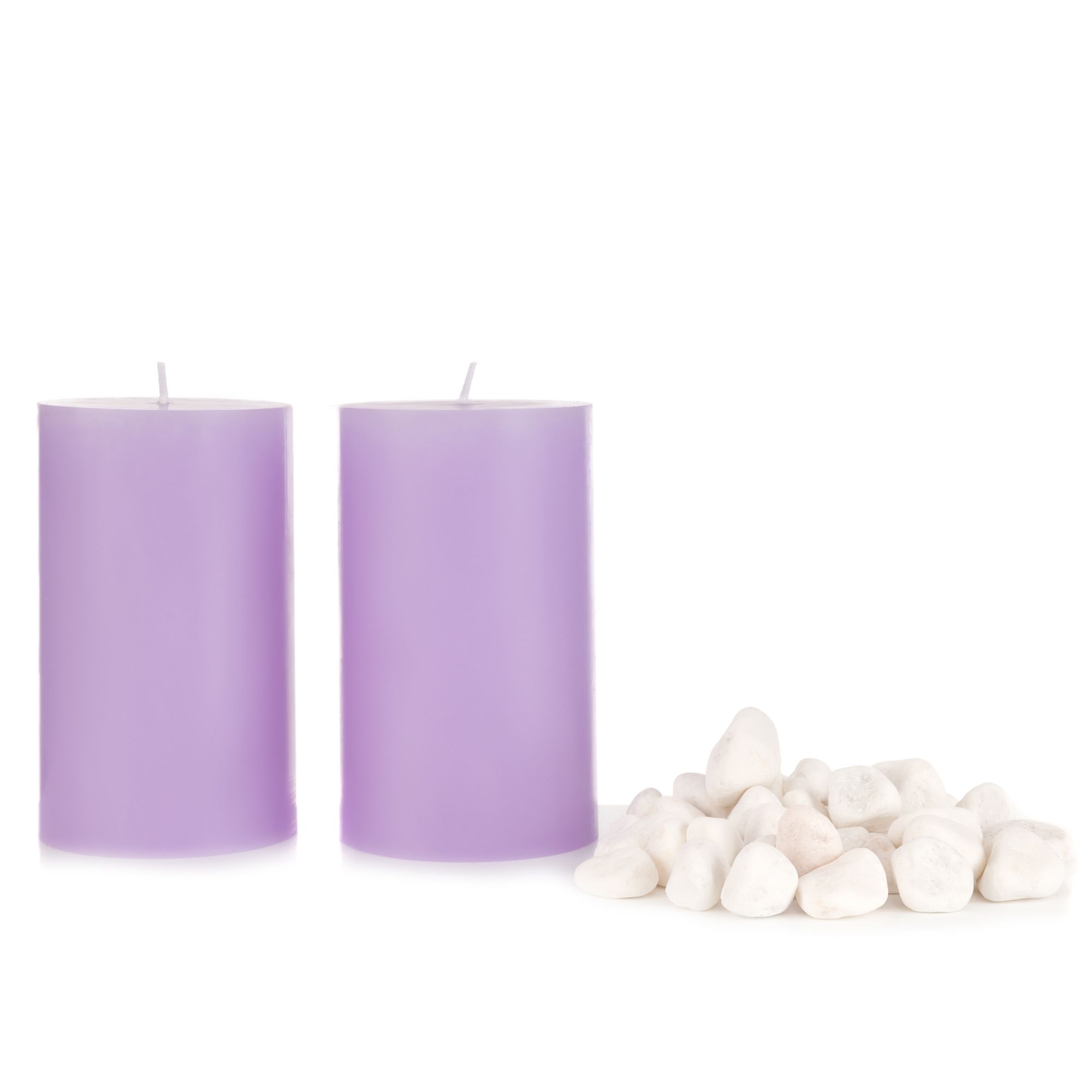 2 Stumpenkerzen Farbauswahl inkl. Dekosteine Höhe 12,5cm, Ø 7,5cm