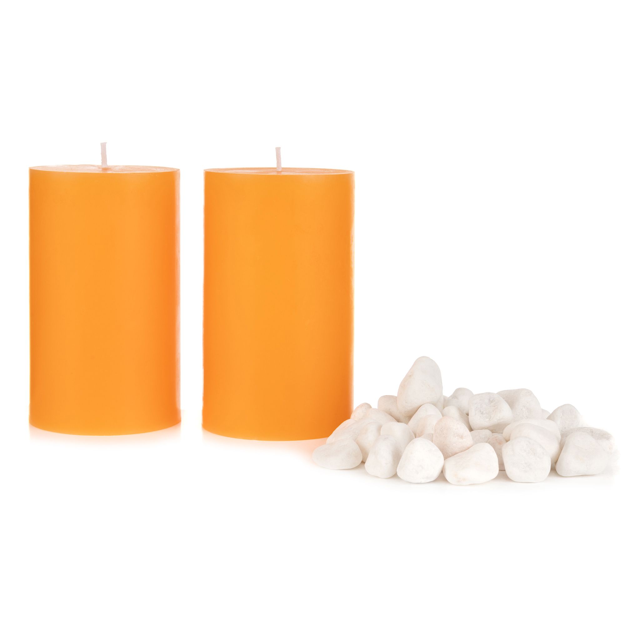 2 Stumpenkerzen Farbauswahl inkl. Dekosteine Höhe 12,5cm, Ø 7,5cm