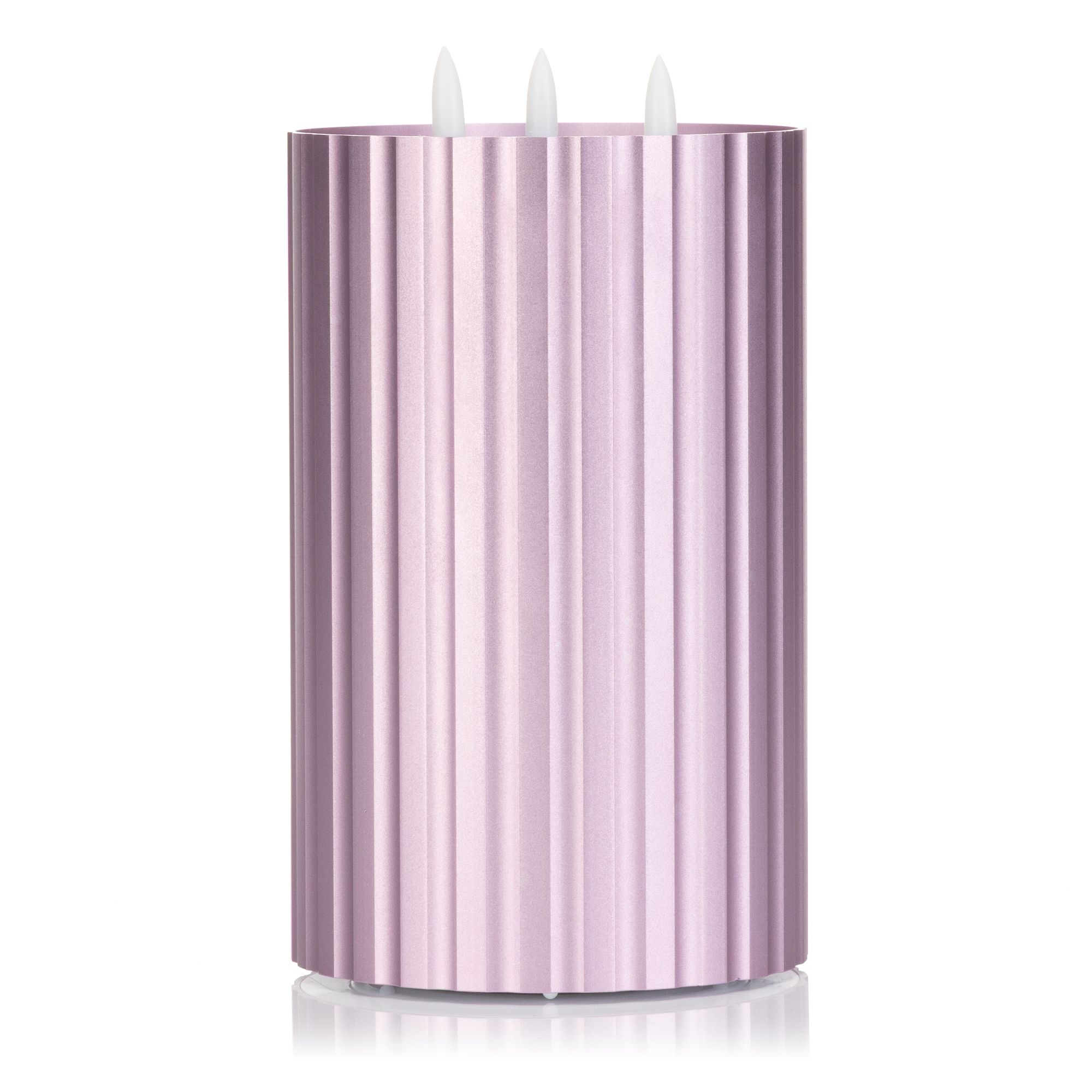 ELAMBIA XL LED-Kerze Aluminium-Körper 3-flammig Luma, Timer Höhe 21cm, Ø 12,5cm