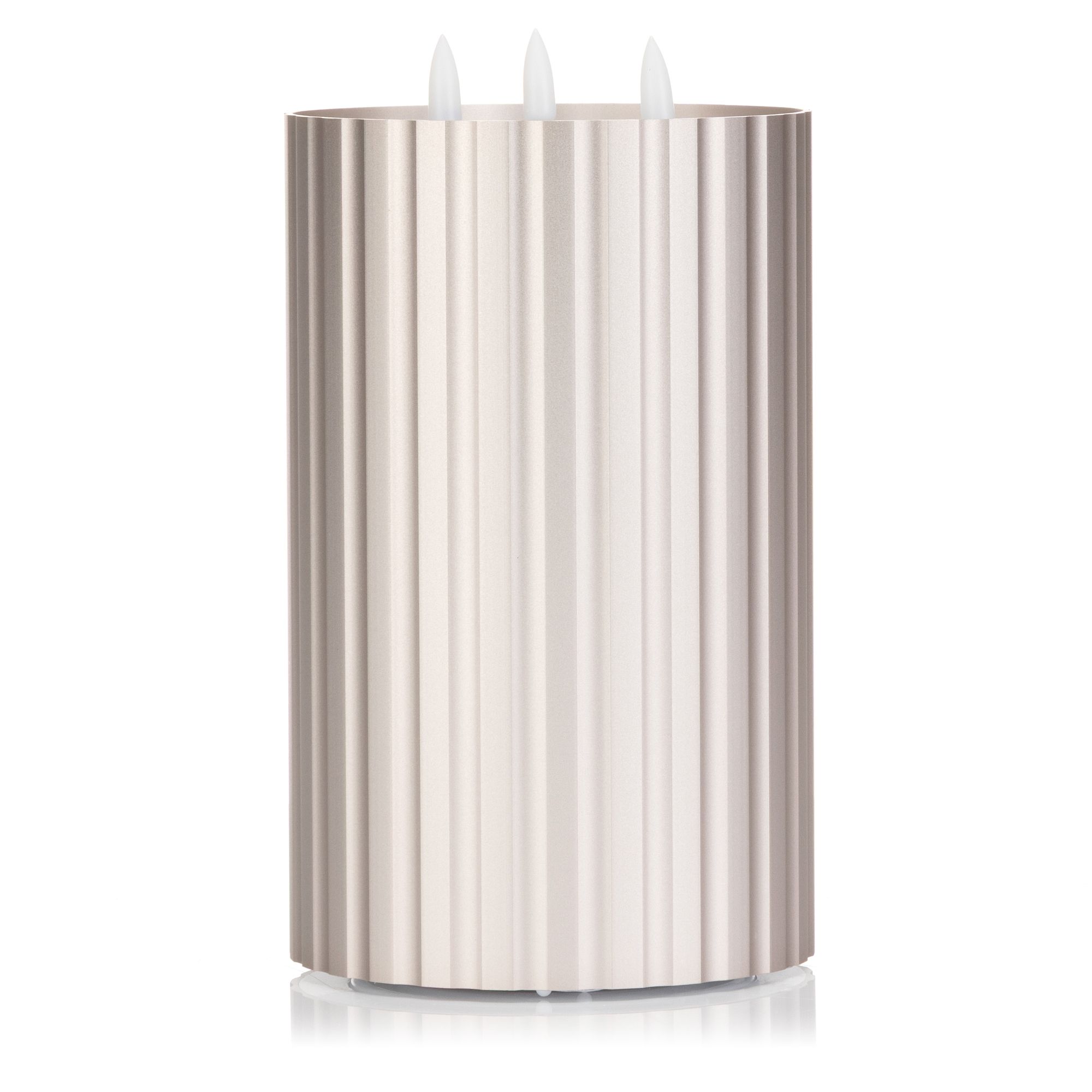 ELAMBIA XL LED-Kerze Aluminium-Körper 3-flammig Luma, Timer Höhe 21cm, Ø 12,5cm