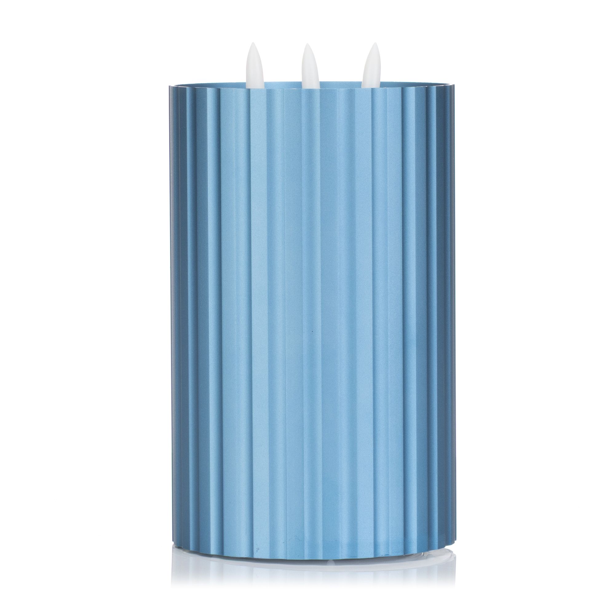 ELAMBIA XL LED-Kerze Aluminium-Körper 3-flammig Luma, Timer Höhe 21cm, Ø 12,5cm