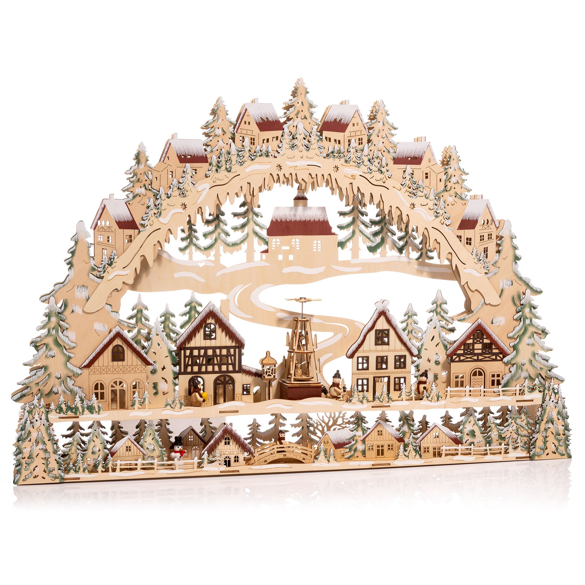 LUMIDA Xmas XL-Schwibbogen Winterszene 30 LEDs, Timer B. 100cm, H. 68,5cm