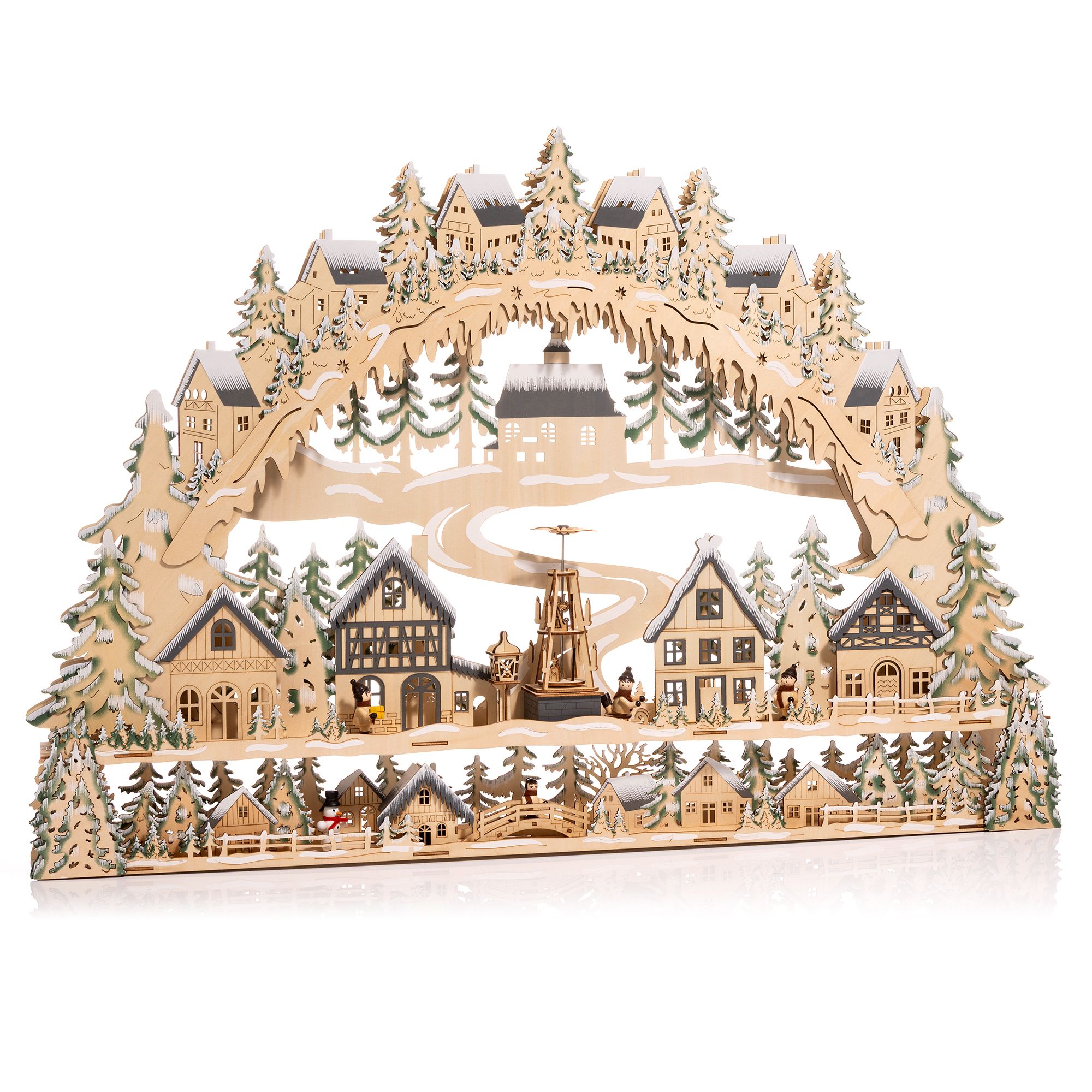 LUMIDA Xmas XL-Schwibbogen Winterszene 30 LEDs, Timer B. 100cm, H. 68,5cm
