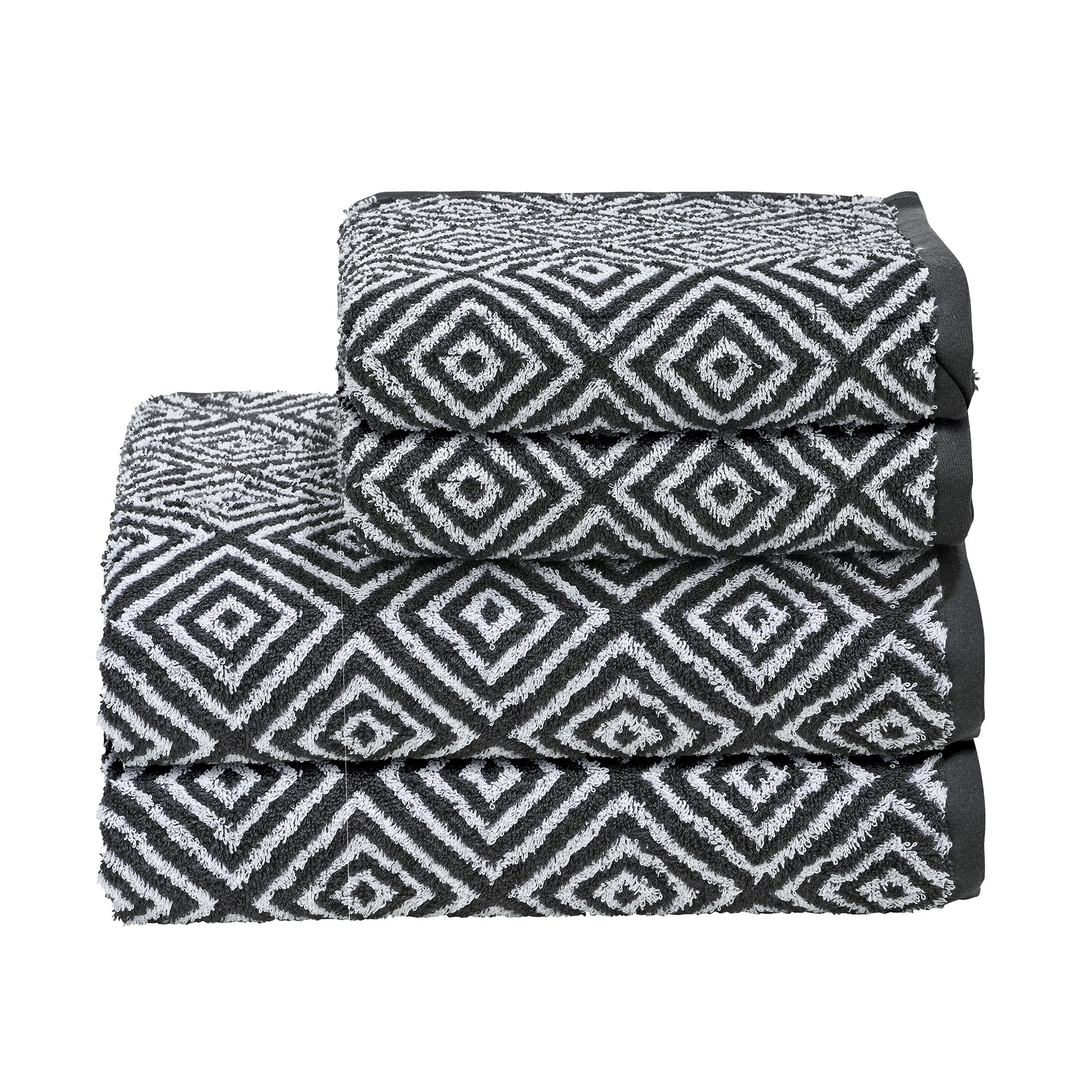 done.® 4tlg. Handtuch-Set geometrisches Muster 30x50cm 50x100cm & 100% Baumwolle