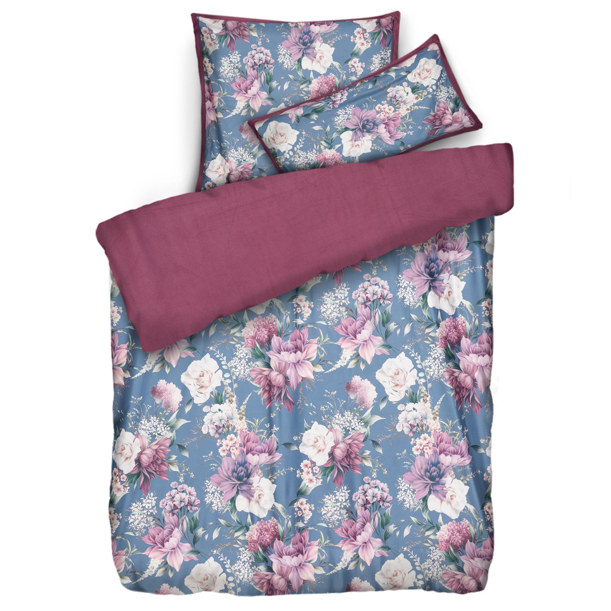 WINTERENGEL Wendebettwäsche Blumen Mikrofaser Flanell EInzelbett, 3tlg.