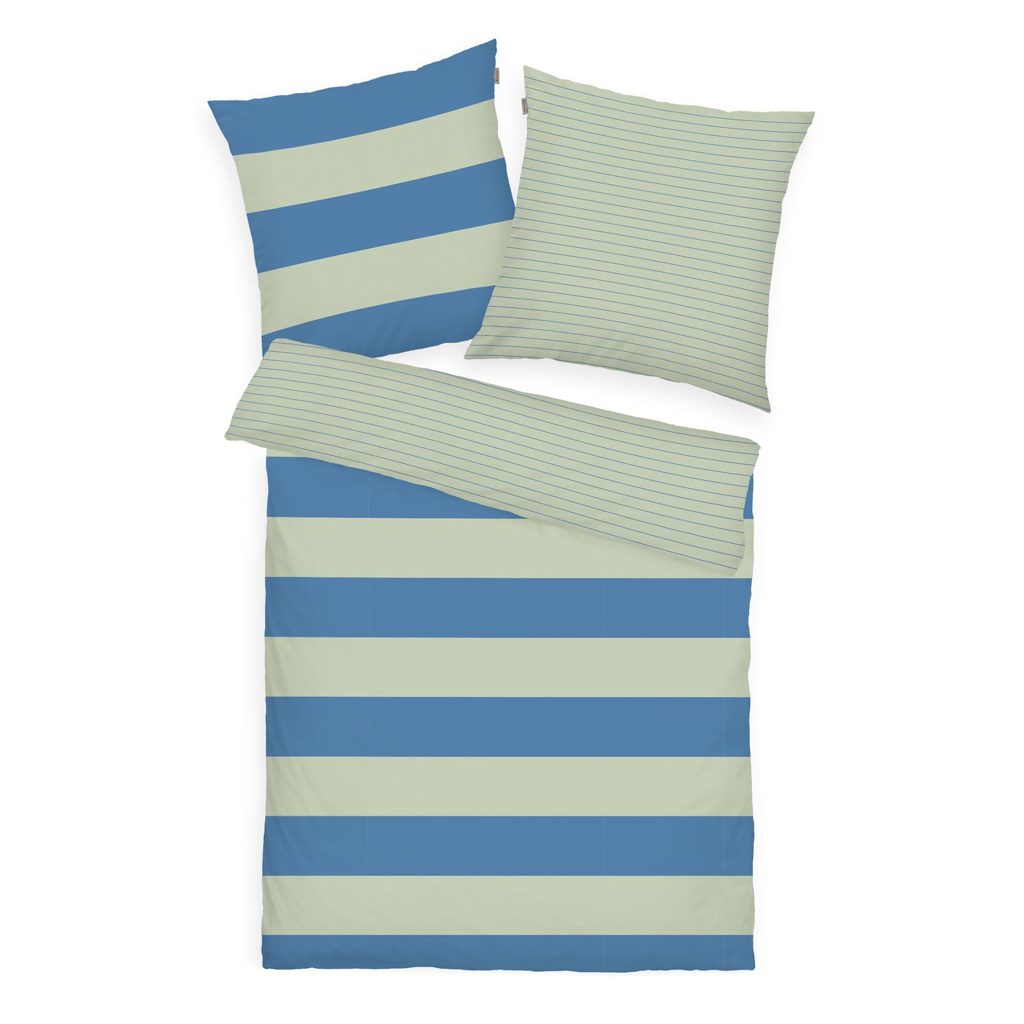 TOM TAILOR Wendebettwäsche Querstreifen / uni Baumwoll Renforcé Einzelbett