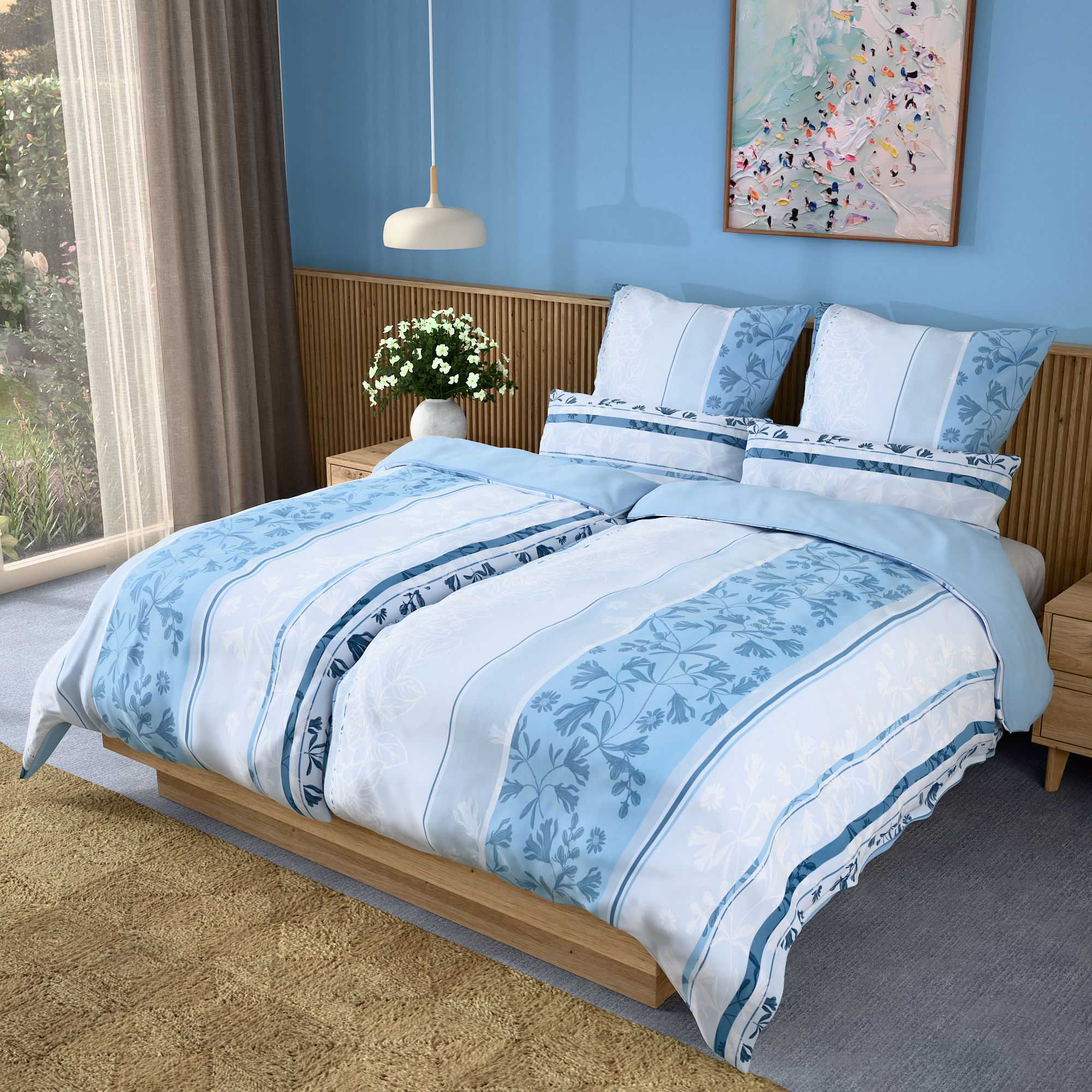 SOFT HARMONY Wendebettwäsche Streifen mit Ranken Mikrofaser samtweich Doppelbett, 6tlg.