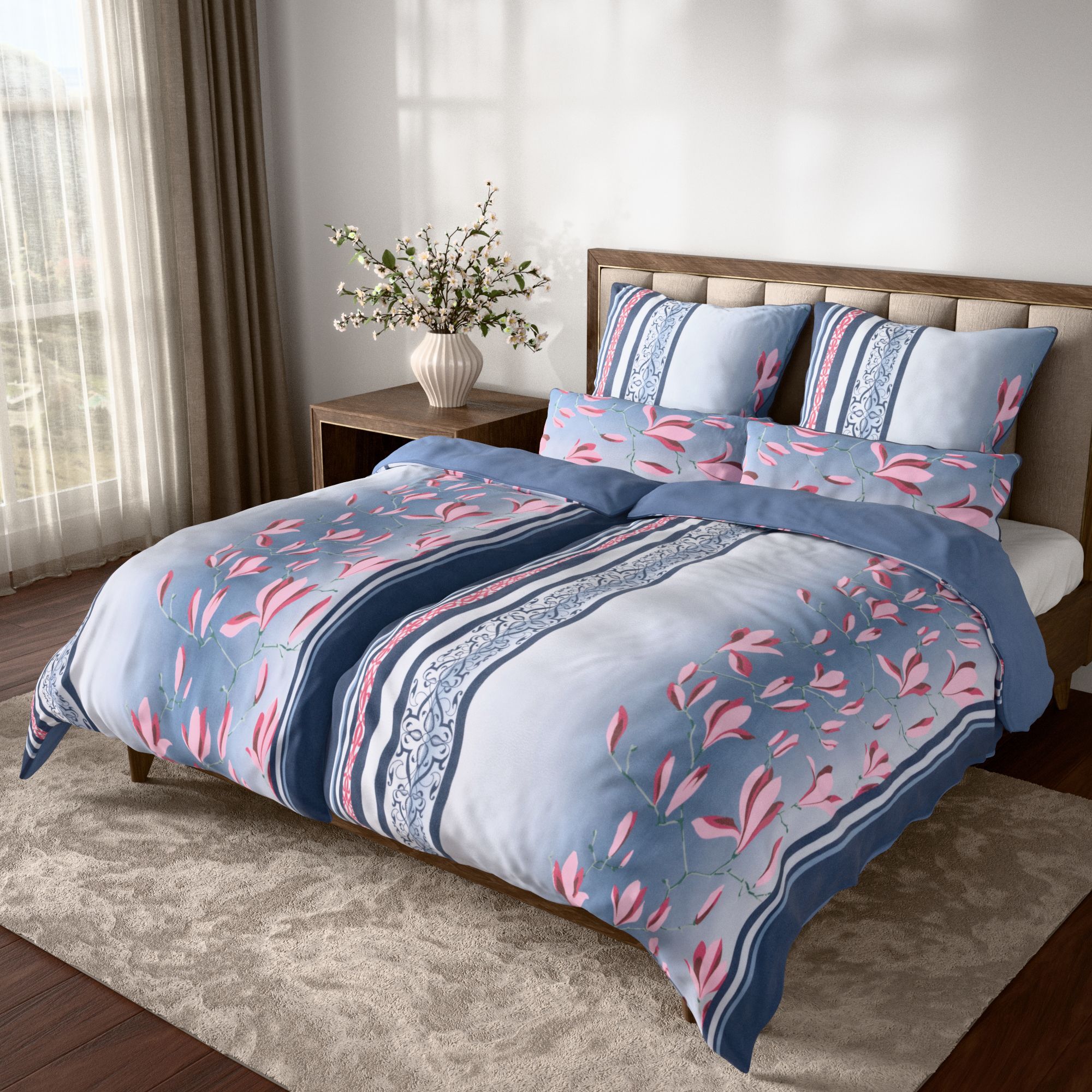 WINTERENGEL Premium Wendebettwäsche Mustermix mit Blüten MF Premium Flanell Doppelbett, 6tlg.