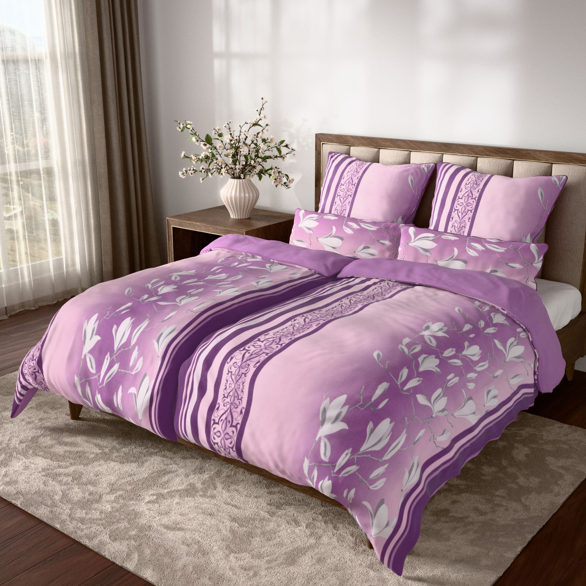 WINTERENGEL Premium Wendebettwäsche Mustermix mit Blüten MF Premium Flanell Doppelbett, 6tlg.