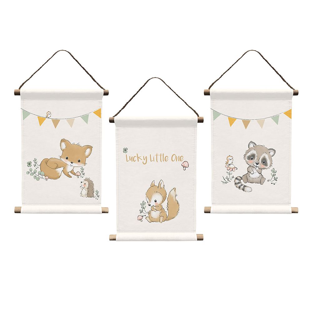 babybest® 3 Wandbilder Waldfreunde Baumwolle jeweils ca. 20x30cm