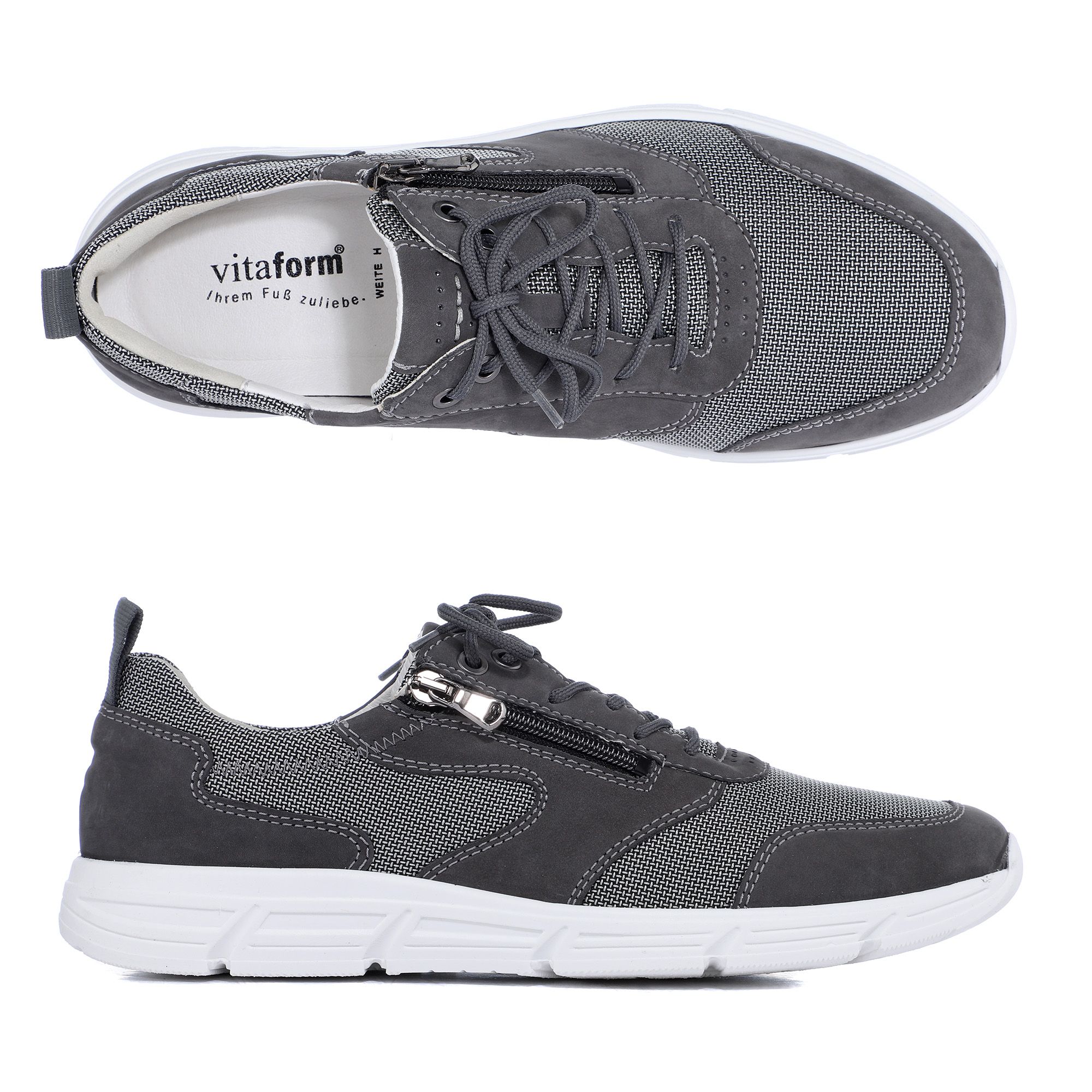 B-Ware VITAFORM Herren-Sneaker Leder & Mesh Reißverschluss