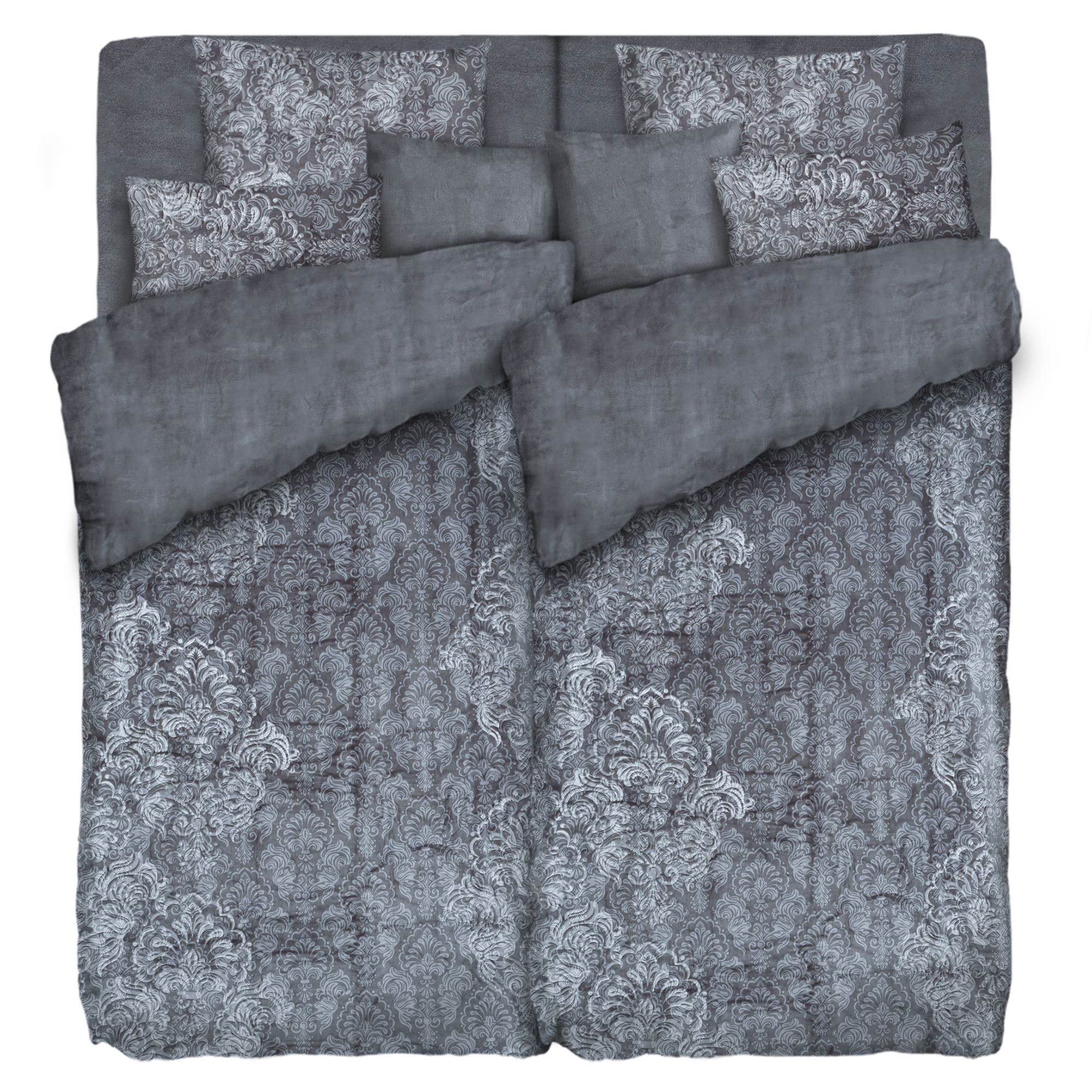 MONT CHALET Wendebettwäsche geprägte Ornamente Mikrofaser Chinchilla Doppelbett,Setauswahl