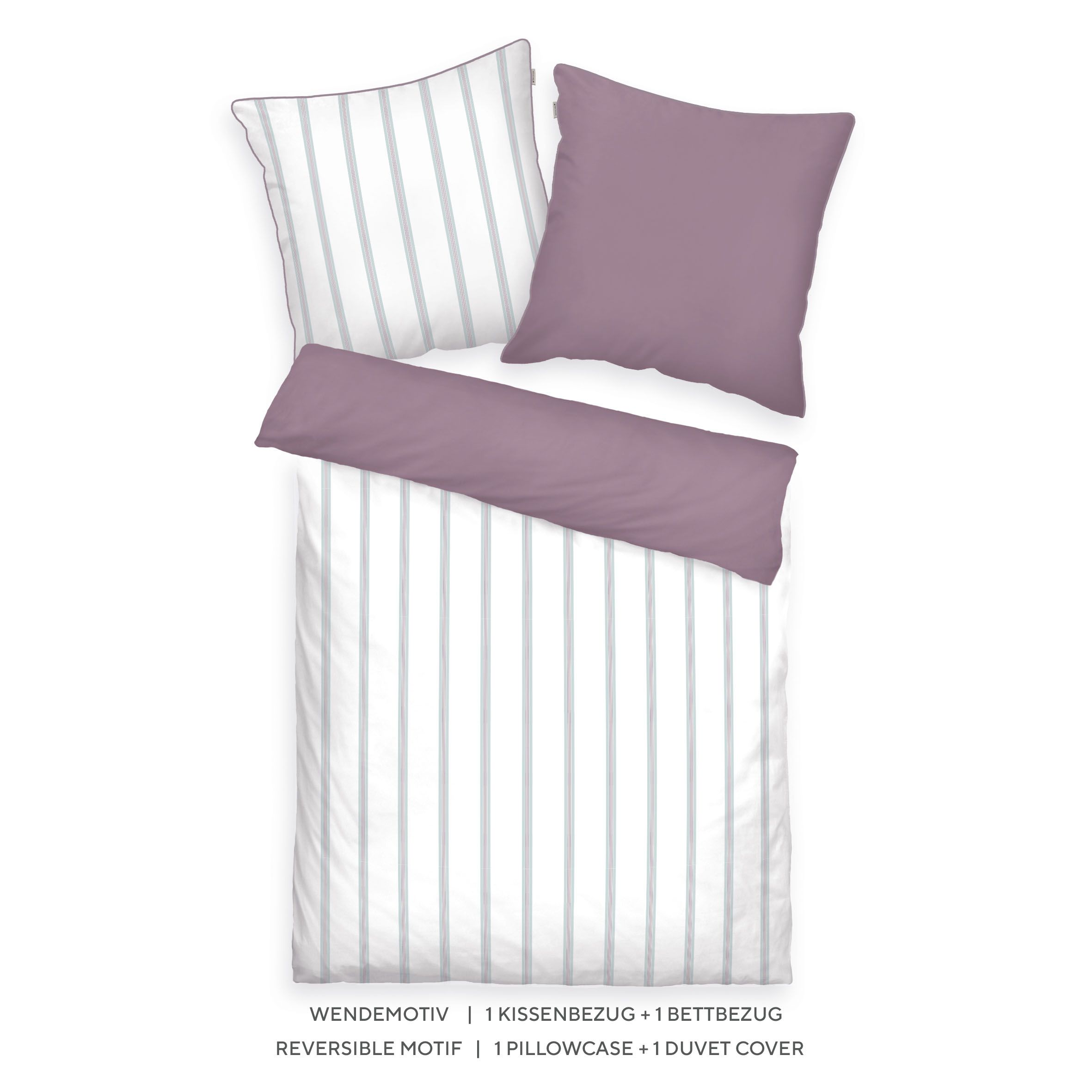 TOM TAILOR Wendebettwäsche Längsstreifen Baumwoll Satin Einzelbett, 2tlg.