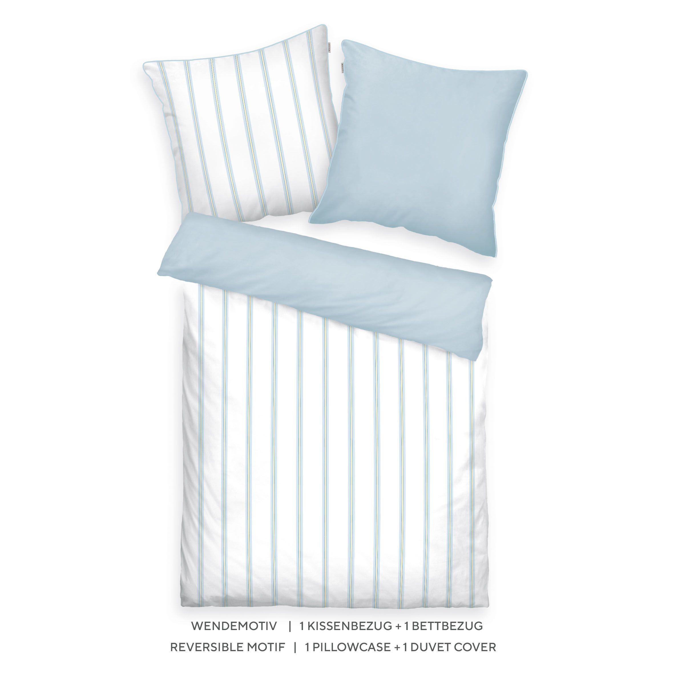 TOM TAILOR Wendebettwäsche Längsstreifen Baumwoll Satin Einzelbett, 2tlg.