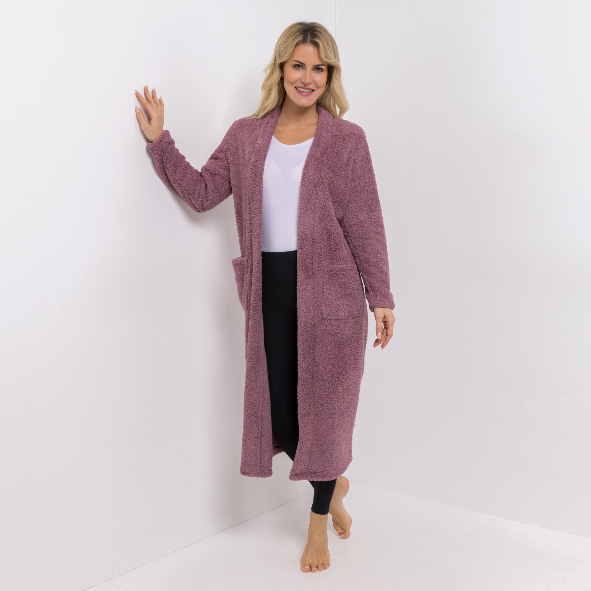 COZEE HOME Lounge Cardigan uni MF Fluffy Bouclé extra lang