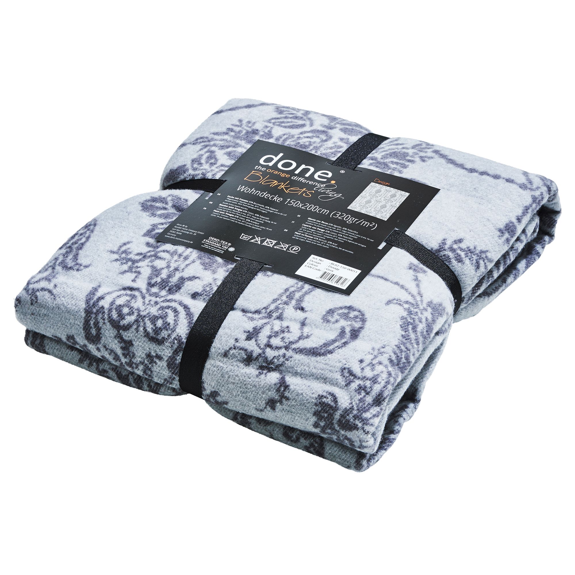 done.® Wohndecke DOUGY Ornament-Muster Fransen waschbar, 150x200cm