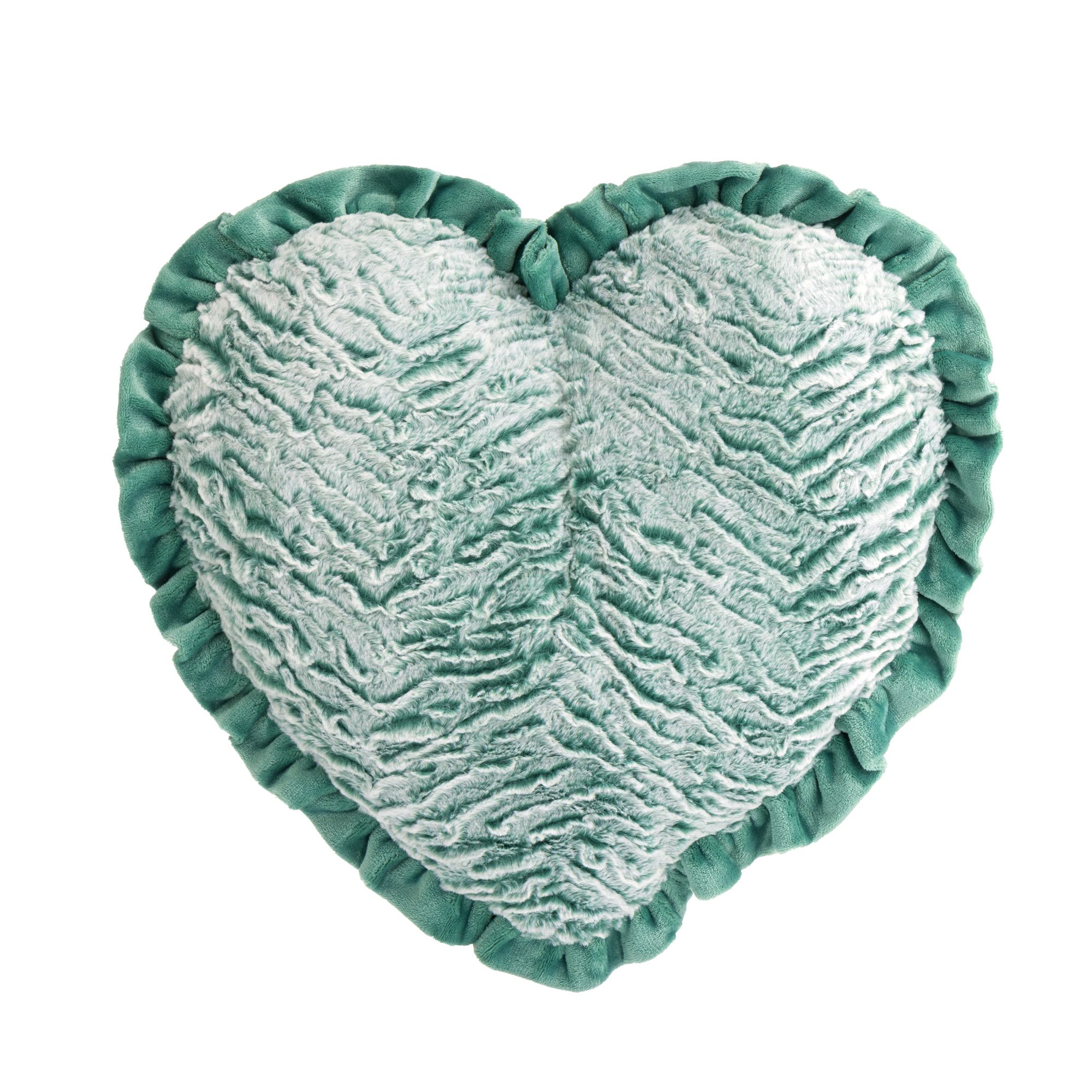 MONT CHALET 1 Herzkissen Fellimitat, Rüschen Mikrofaser-Abseite waschbar, 50cm