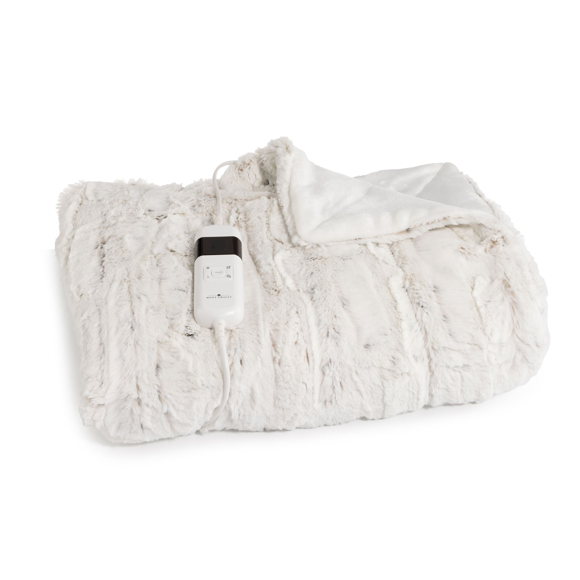 MONT CHALET Fellimitat-Heizdecke strukturiert Mikrofaser-Abseite waschbar, 130x180cm