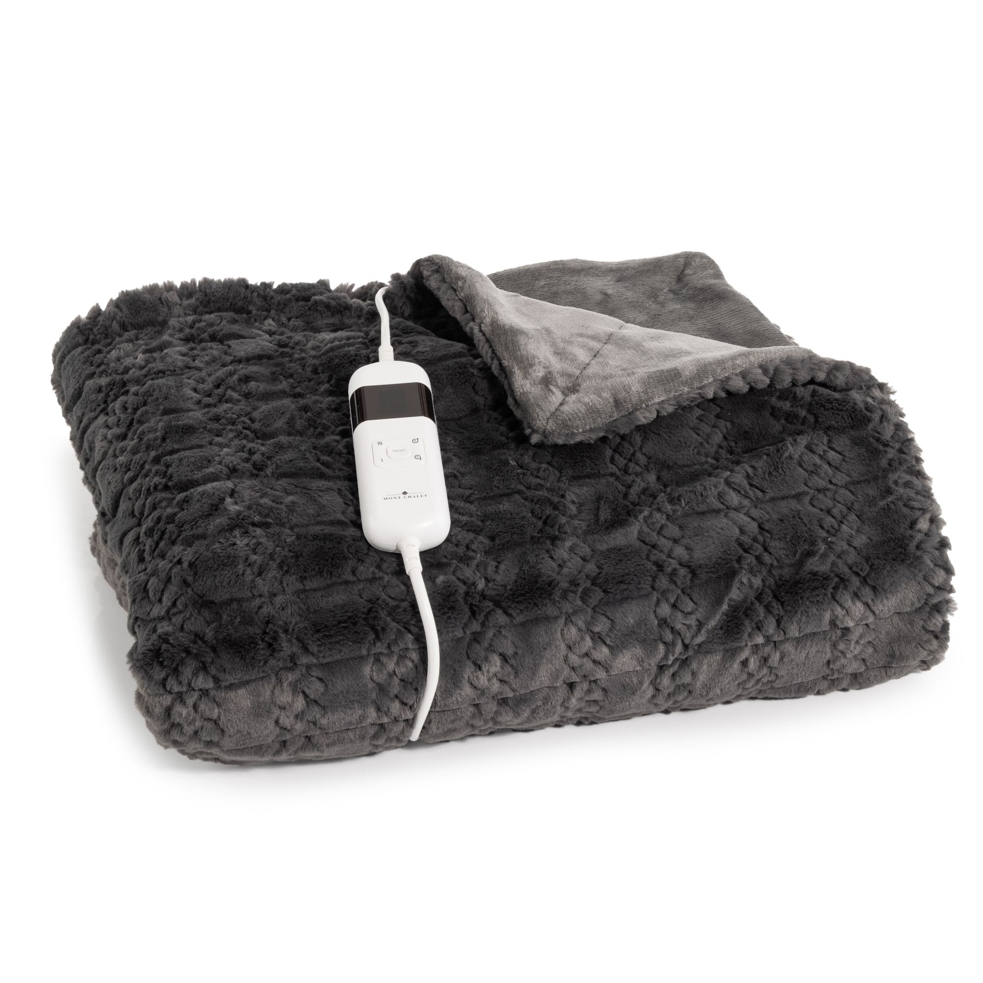 MONT CHALET Fellimitat-Heizdecke strukturiert Mikrofaser-Abseite waschbar, 130x180cm