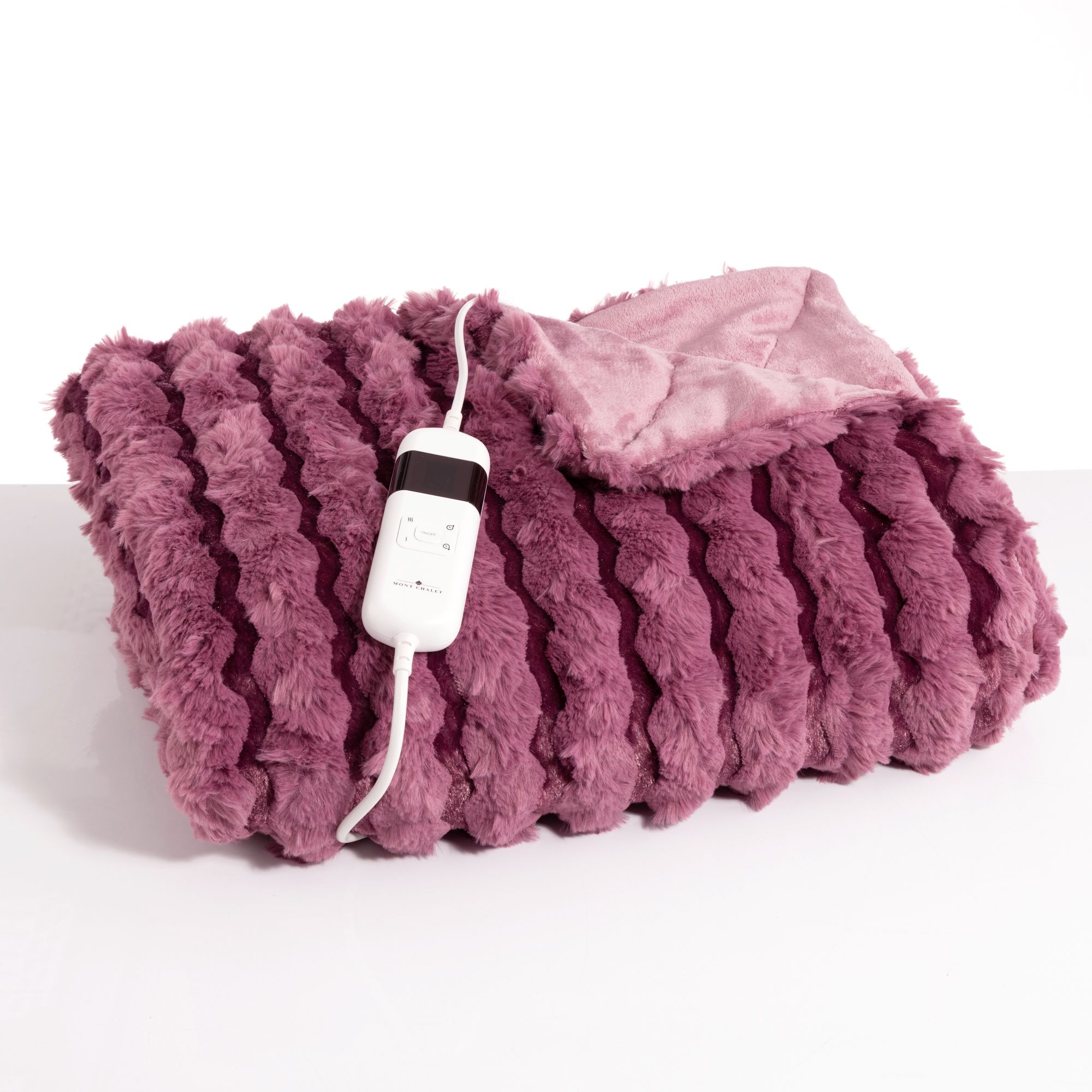 MONT CHALET Fellimitat-Heizdecke strukturiert Mikrofaser-Abseite waschbar, 130x180cm