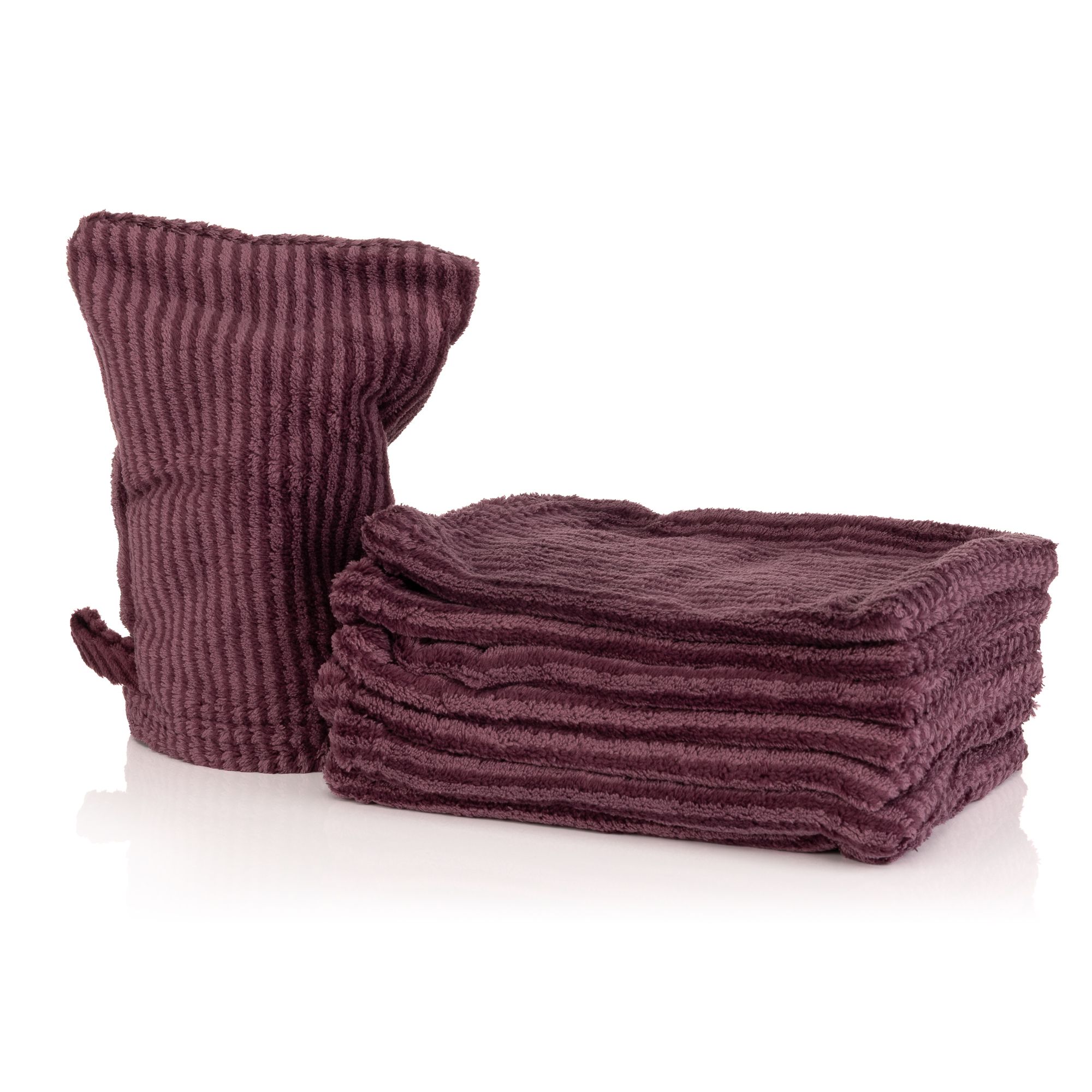 MONT CHALET 8 Waschhandschuhe gestreift Kuschelplüsch Chinchillafell