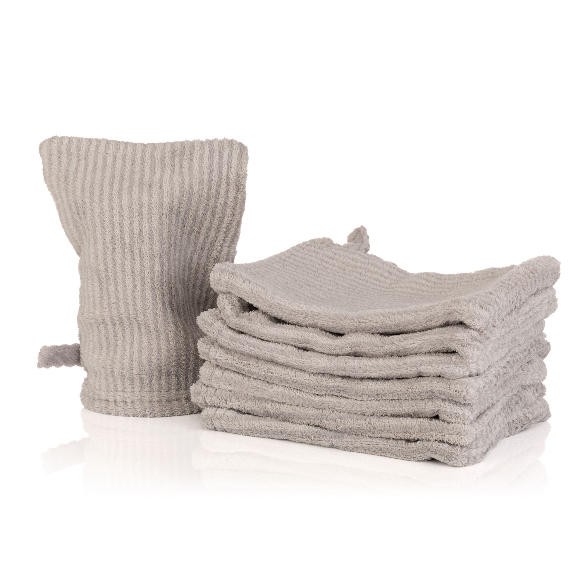 MONT CHALET 8 Waschhandschuhe gestreift Kuschelplüsch Chinchillafell
