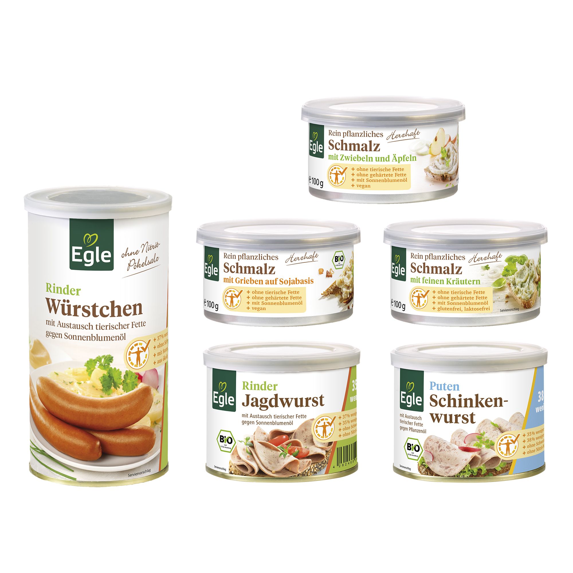 EGLE Bio Brotzeit-Paket Wurst- & Schmalz Set 6 versch. Sorten Inhalt 965g
