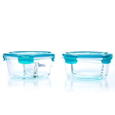 LocknLock 2 Frischhaltedosen aus Borosilikatglas mit Trennwand je 900ml Volumen