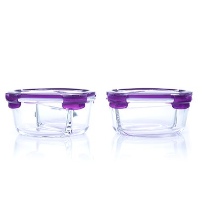 LocknLock 2 Frischhaltedosen aus Borosilikatglas mit Trennwand je 900ml Volumen