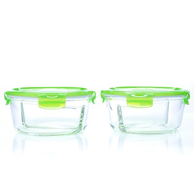 LocknLock 2 Frischhaltedosen aus Borosilikatglas mit Trennwand je 900ml Volumen