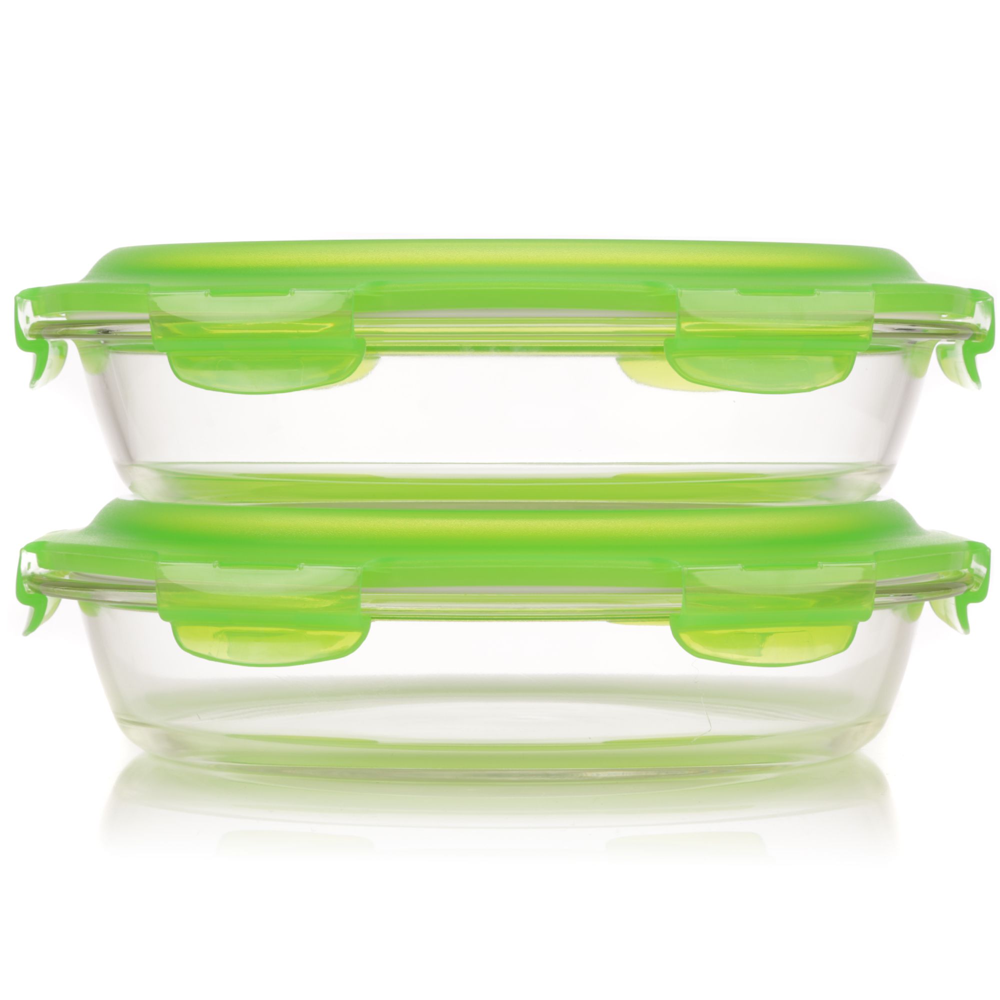 LocknLock 2 Auflaufformen aus Borosilikatglas inkl. Deckel, Ø28cm je 1,6L Volumen