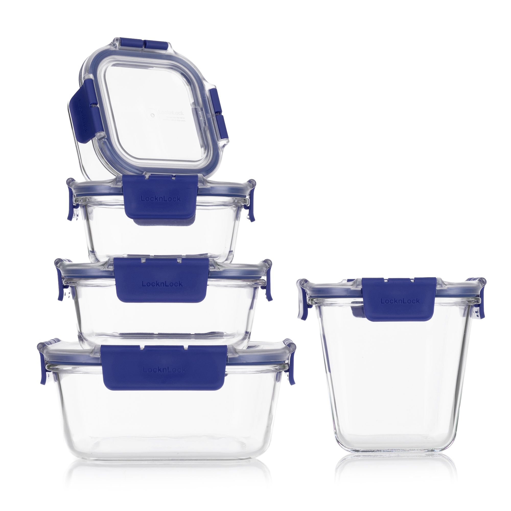 LocknLock 5 Frischhaltedosen aus Borosilikatglas mit Tritan™-Deckel Gesamtvolumen 3,9L