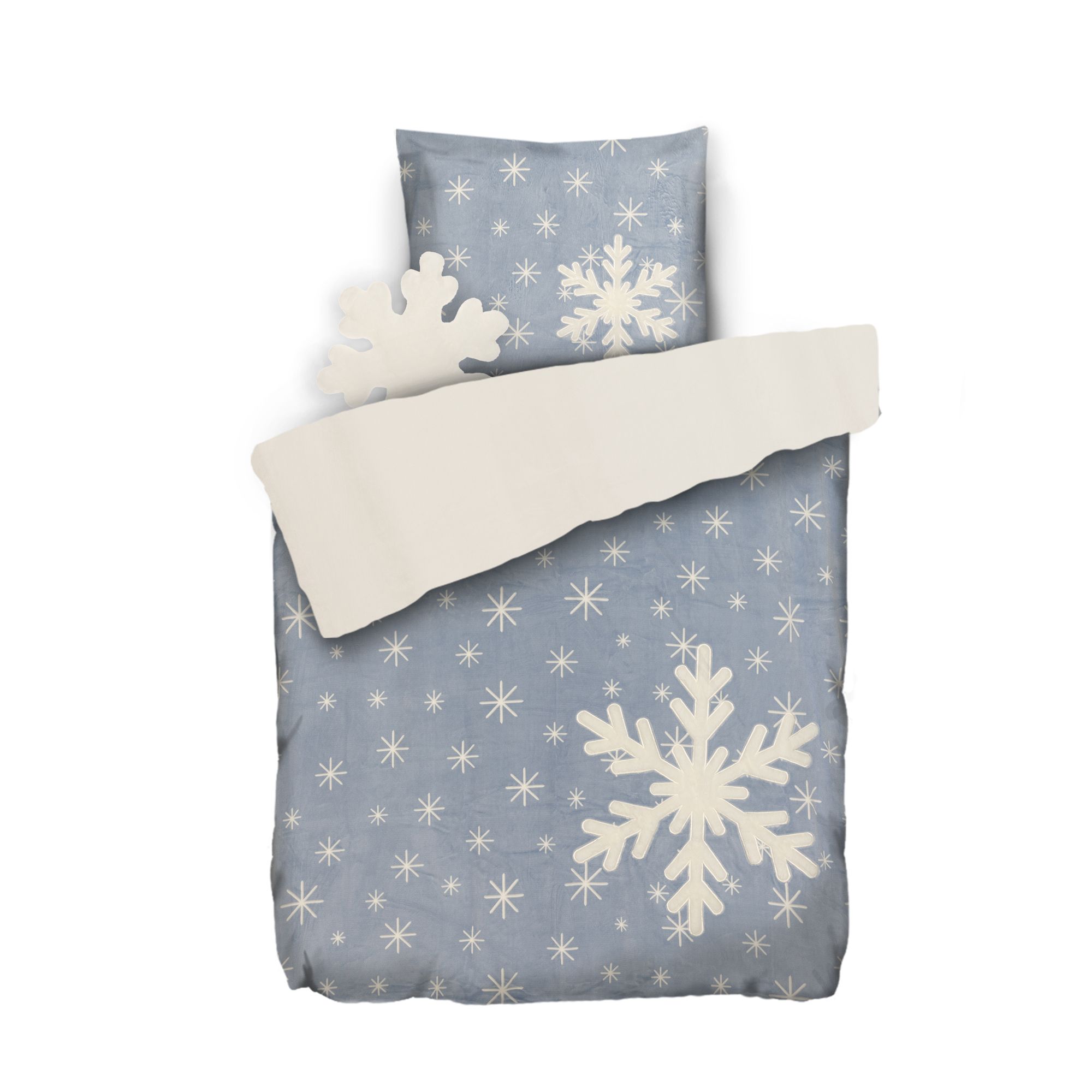 MONT CHALET Wendebettwäsche Fell-Schneeflocken Mikrofaser Chinchilla Einzelbett, 3tlg.