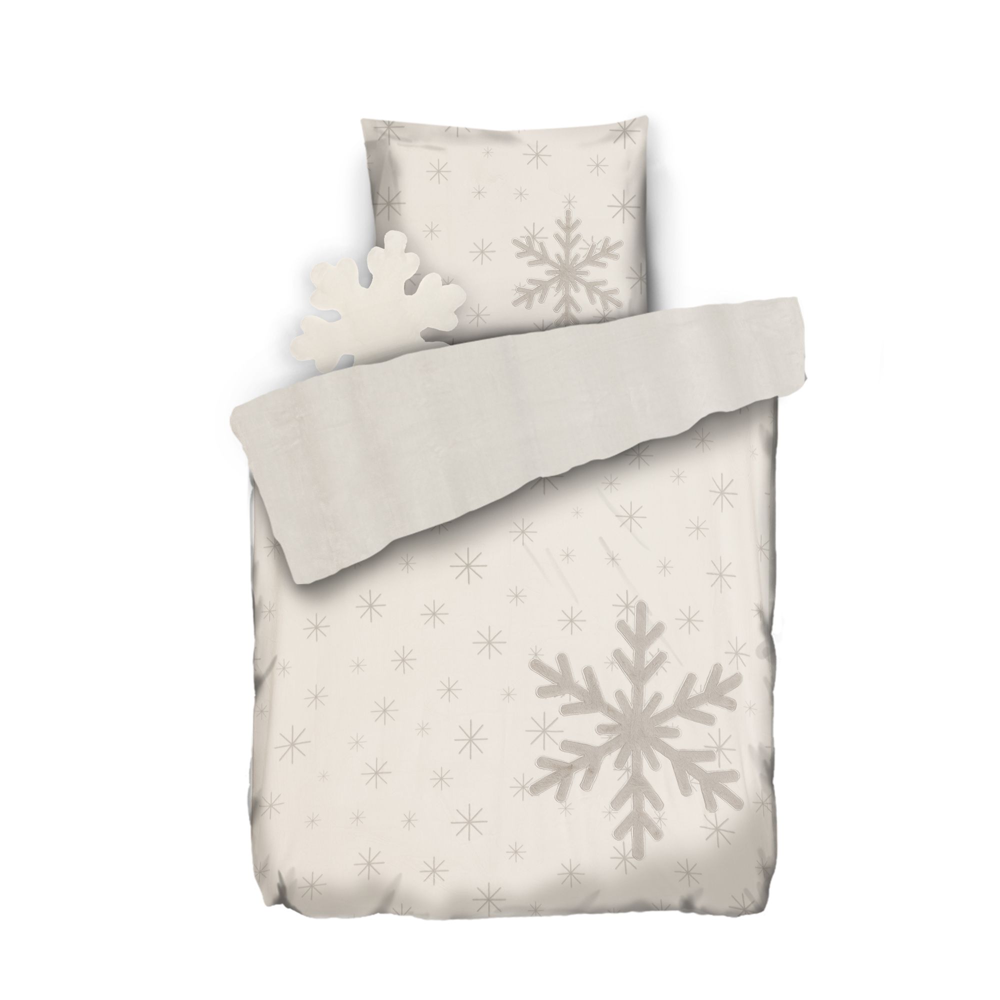 MONT CHALET Wendebettwäsche Fell-Schneeflocken Mikrofaser Chinchilla Einzelbett, 3tlg.