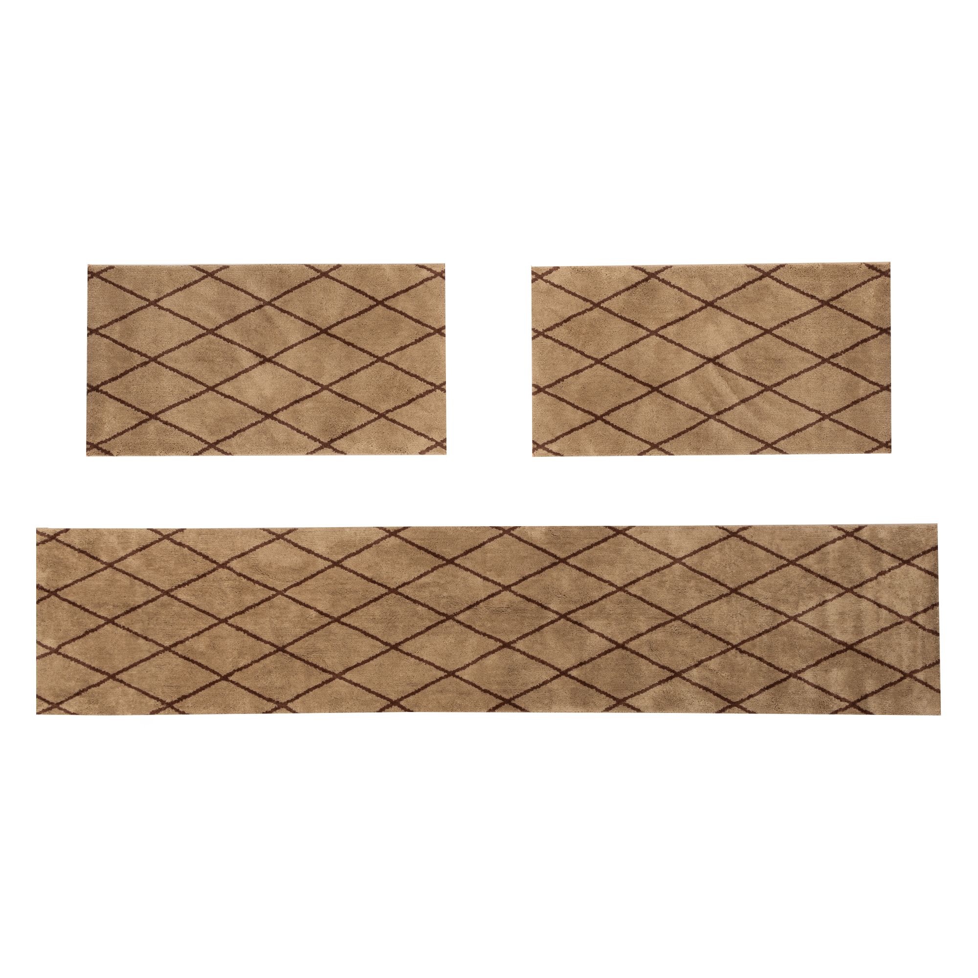 CASA FONDO Bettumrandung Rauten-Design Mikrofaser 3tlg.
