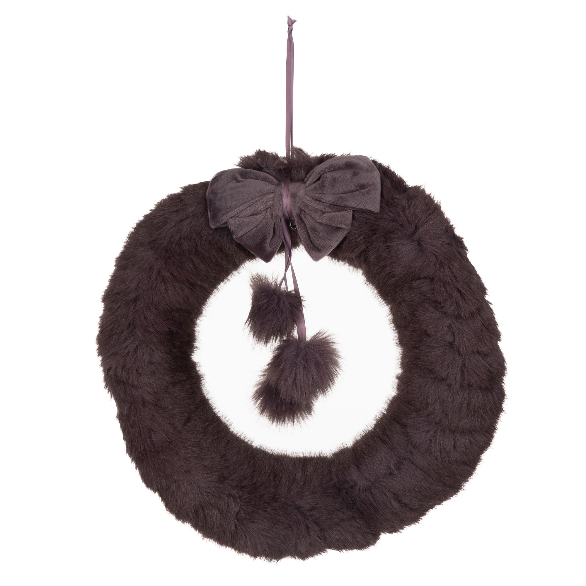 MONT CHALET Kranz mit Dekokugeln Webpelz-Fellimitat inkl. Aufhängung rund, Ø ca. 40cm