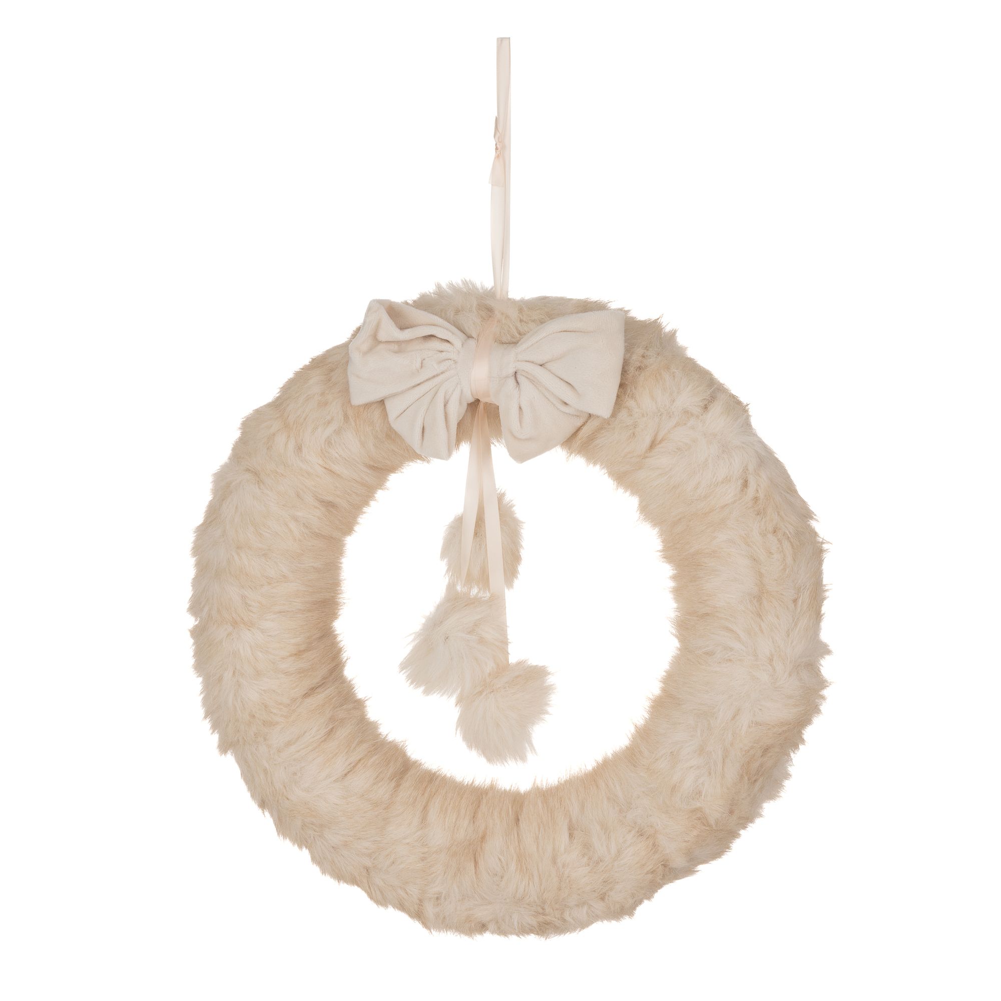 MONT CHALET Kranz mit Dekokugeln Webpelz-Fellimitat inkl. Aufhängung rund, Ø ca. 40cm