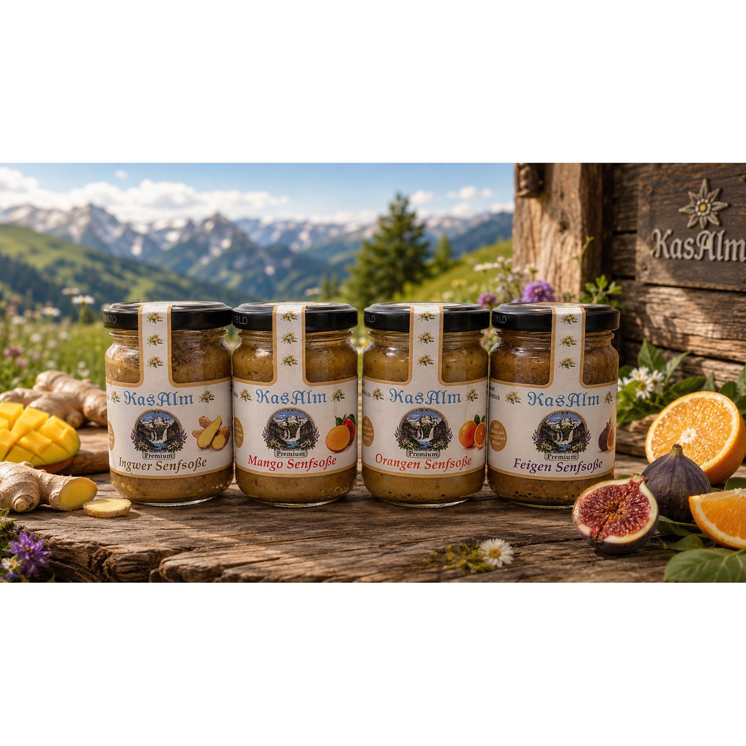 KASALM Senfsoßen Set 4 versch. Sorten exklusiv bei QVC Inhalt 4x 160g
