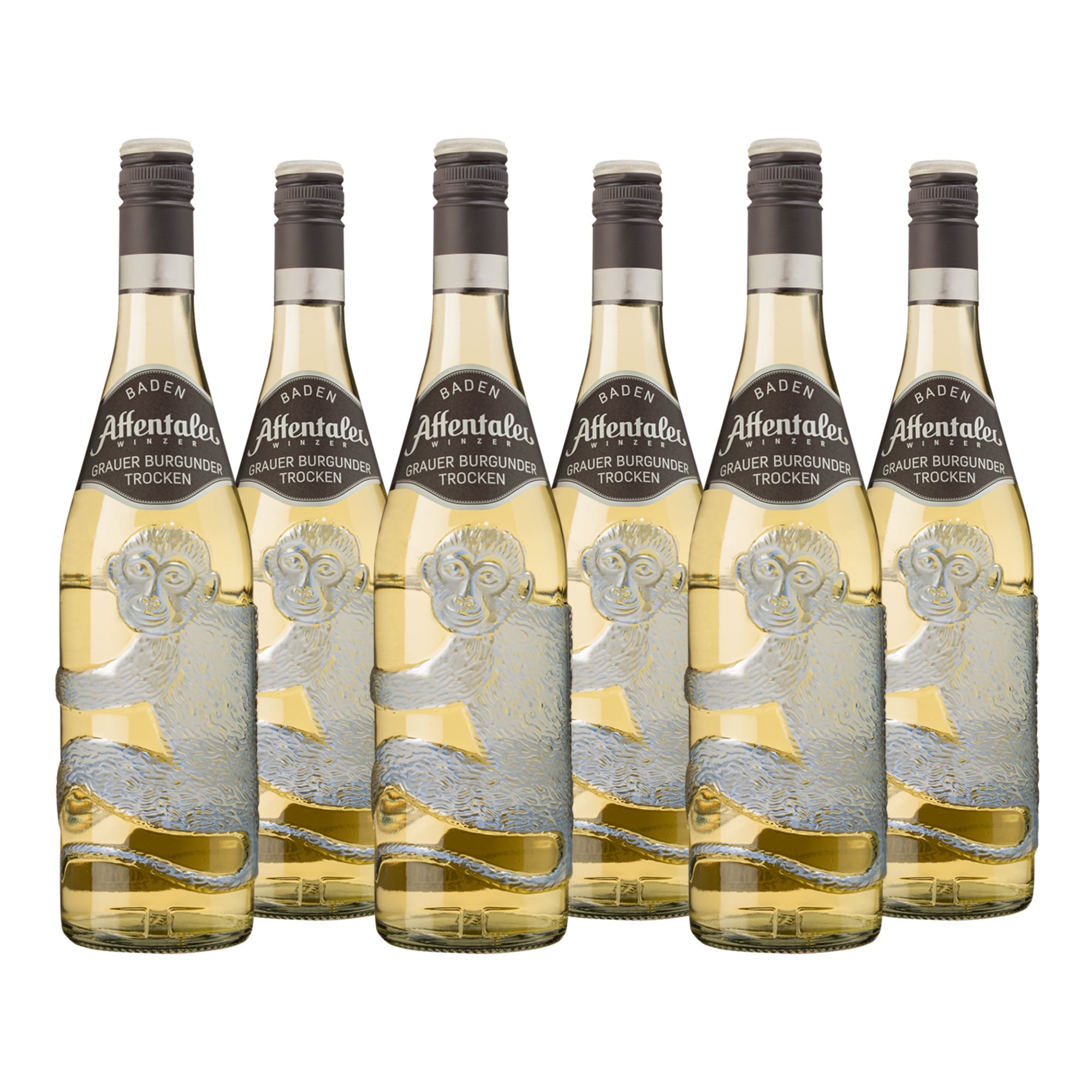 AFFENTALER WEIN 6 Affenflaschen Grauburgunder QbA trocken Jahrgang 2025