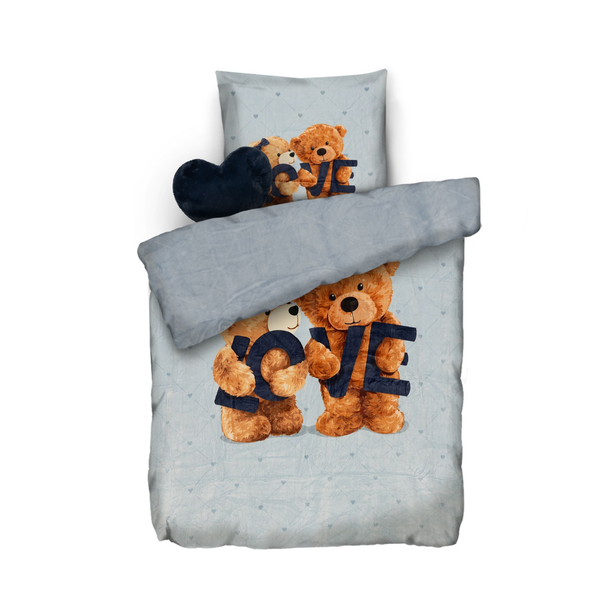 MONT CHALET Wendebettwäsche inkl. Herzkissen Mikrofaser Chinchilla Einzelbett, 3tlg.
