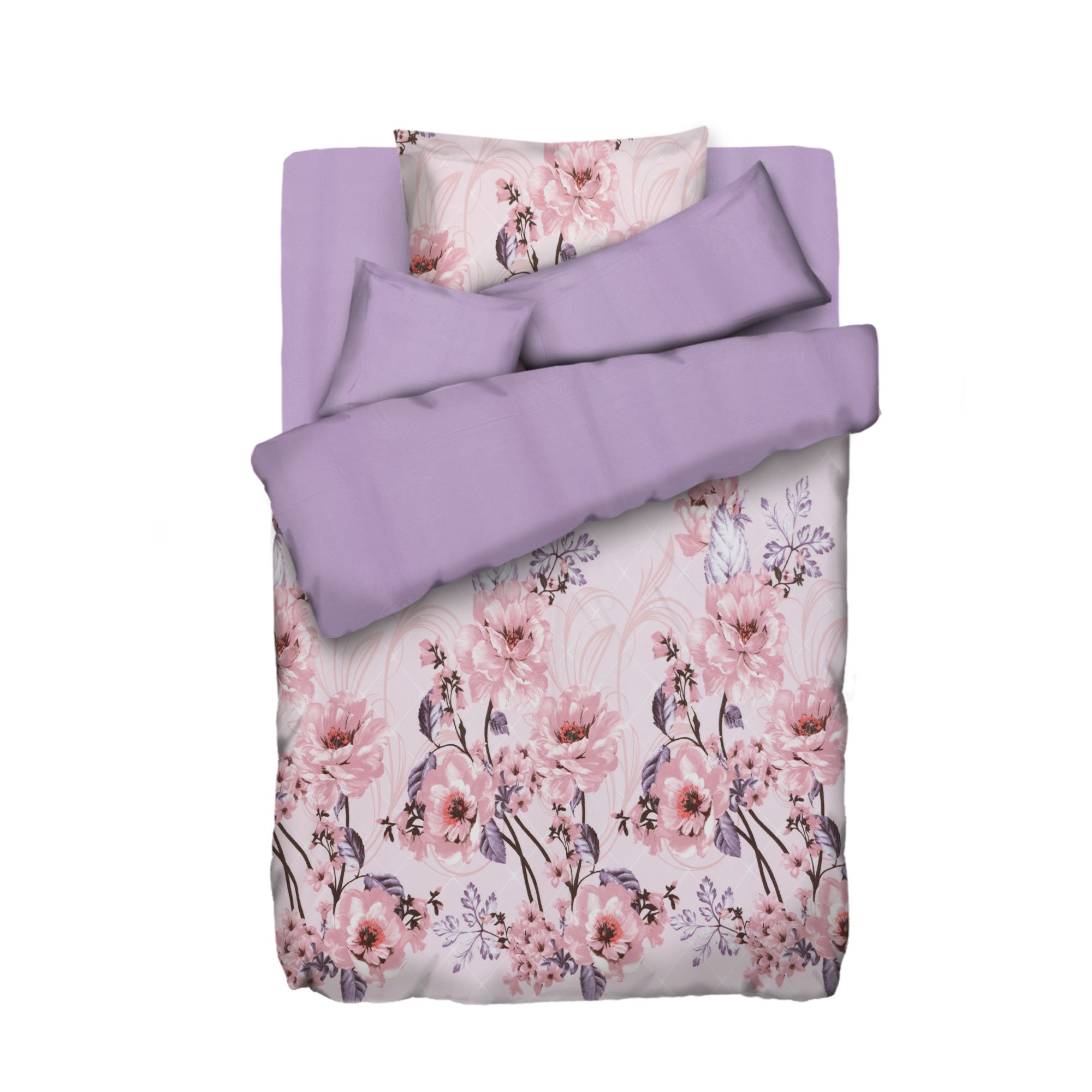WINTERENGEL Premium Wendebettwäsche künstlerische Rosen Mikrofaser Flanell Einzelbett, 5tlg.