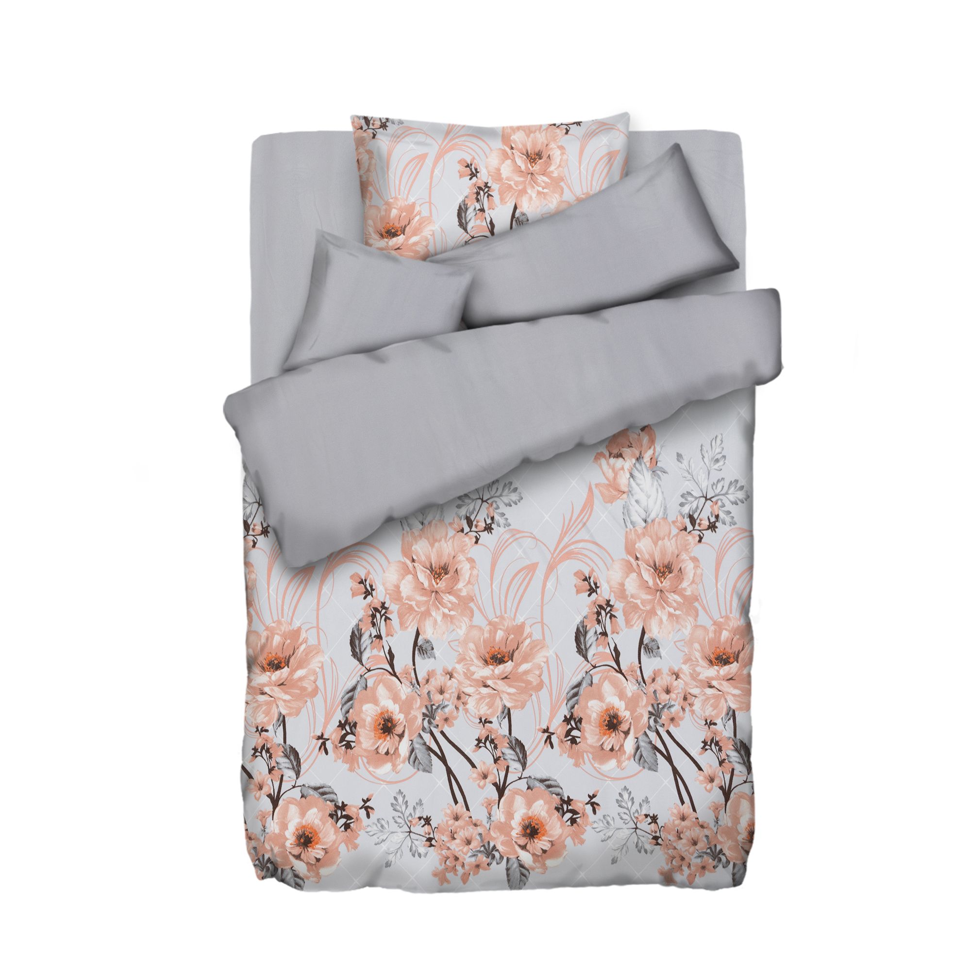 WINTERENGEL Premium Wendebettwäsche künstlerische Rosen Mikrofaser Flanell Einzelbett, 5tlg.