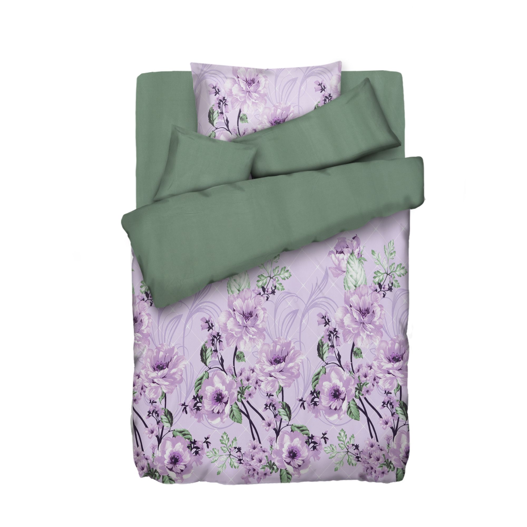 WINTERENGEL Premium Wendebettwäsche künstlerische Rosen Mikrofaser Flanell Einzelbett, 5tlg.
