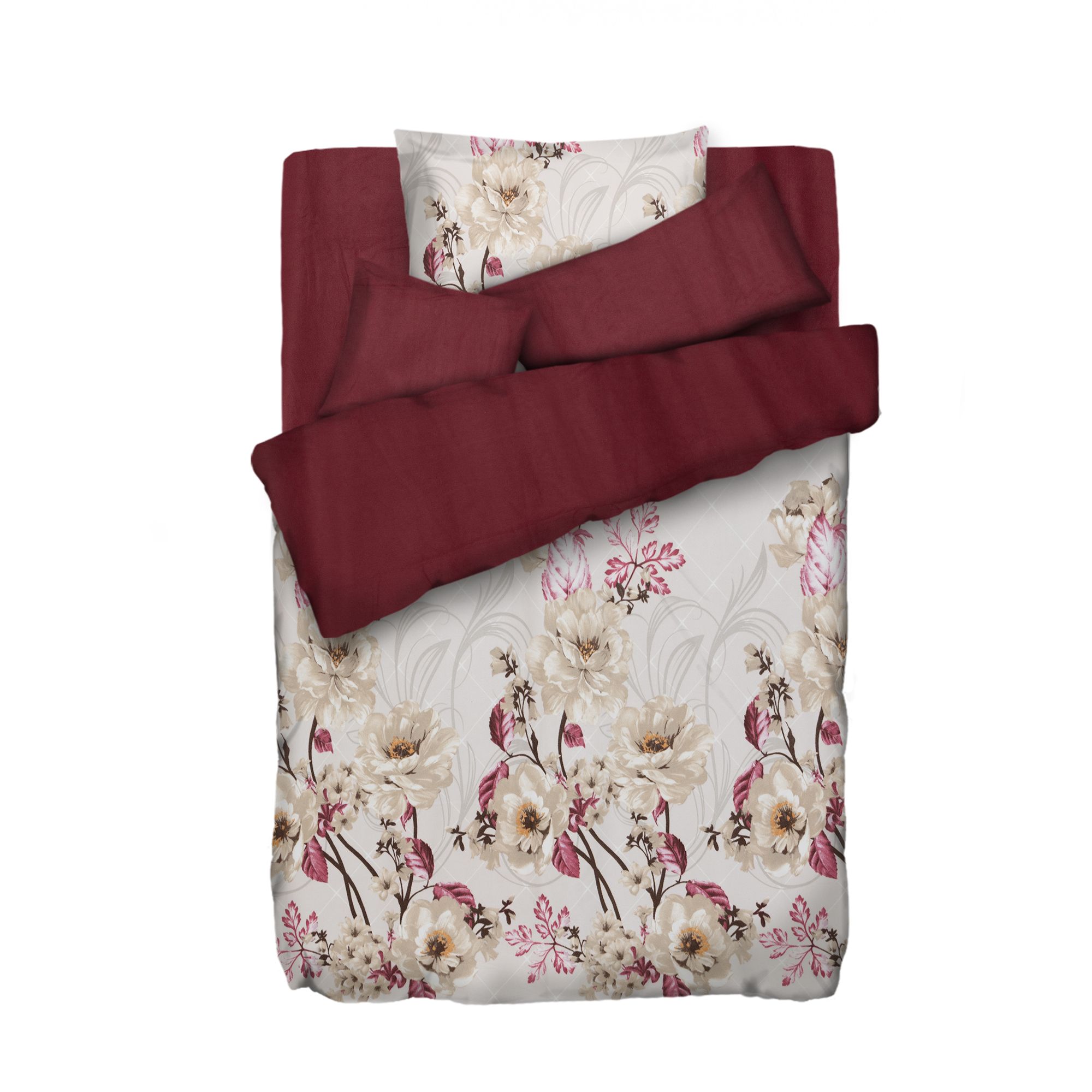 WINTERENGEL Premium Wendebettwäsche künstlerische Rosen Mikrofaser Flanell Einzelbett, 5tlg.