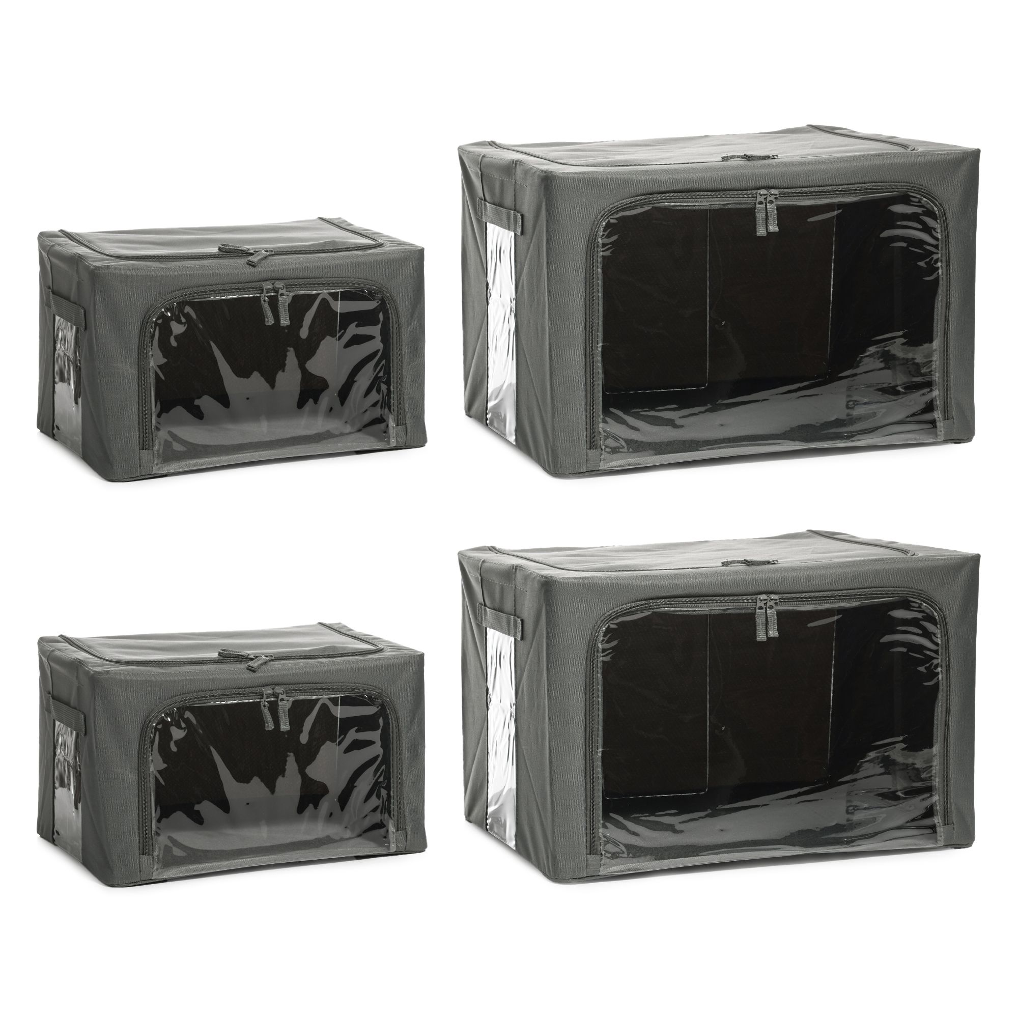 AQURAT Aufbewahrungsboxen mit XL-Sichtfenster stapelbar, 2 Größen 4tlg.