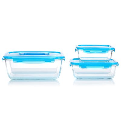 LocknLock 3 Frischhaltedosen Borosilikatglas 730ml-2,9L nestbar