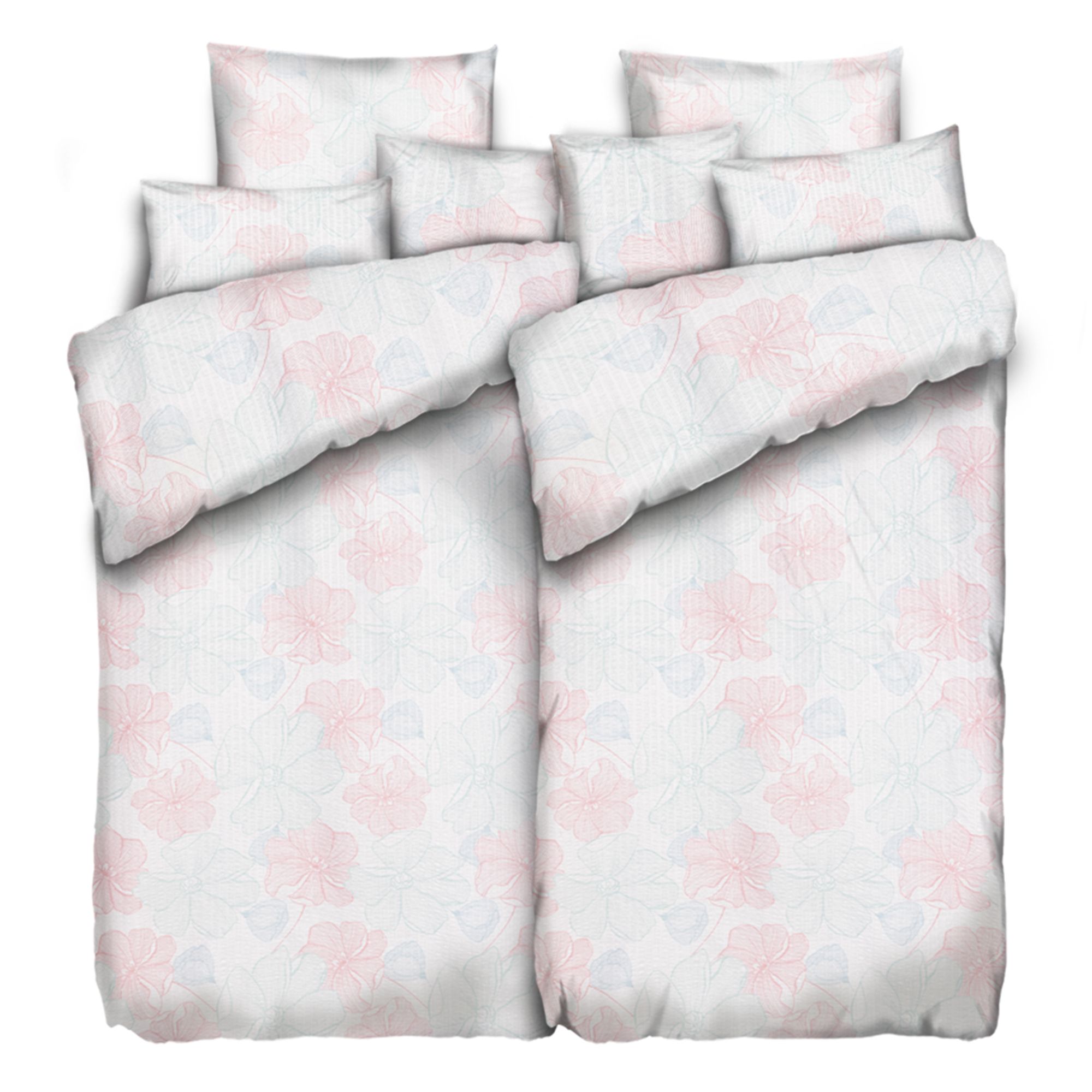 SOFT WAVE Bettwäsche Grafik mit Blumen Mikrofaser Seersucker Doppelbett, 8tlg.