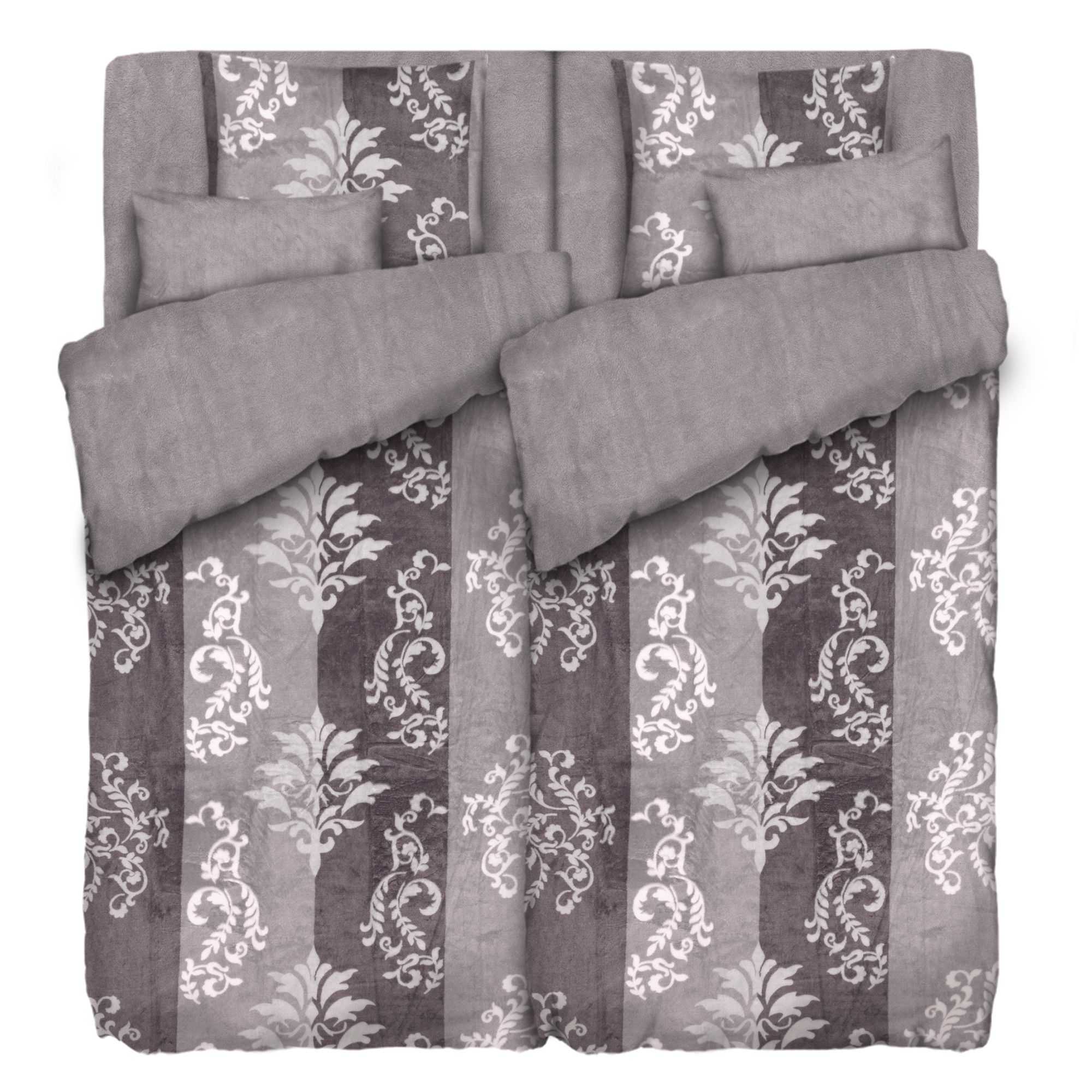 BADIZIO Classic Wendebettwäsche Streifen & Ornamente Mikrofaser Plüsch Dpoppelbett, 8tlg.