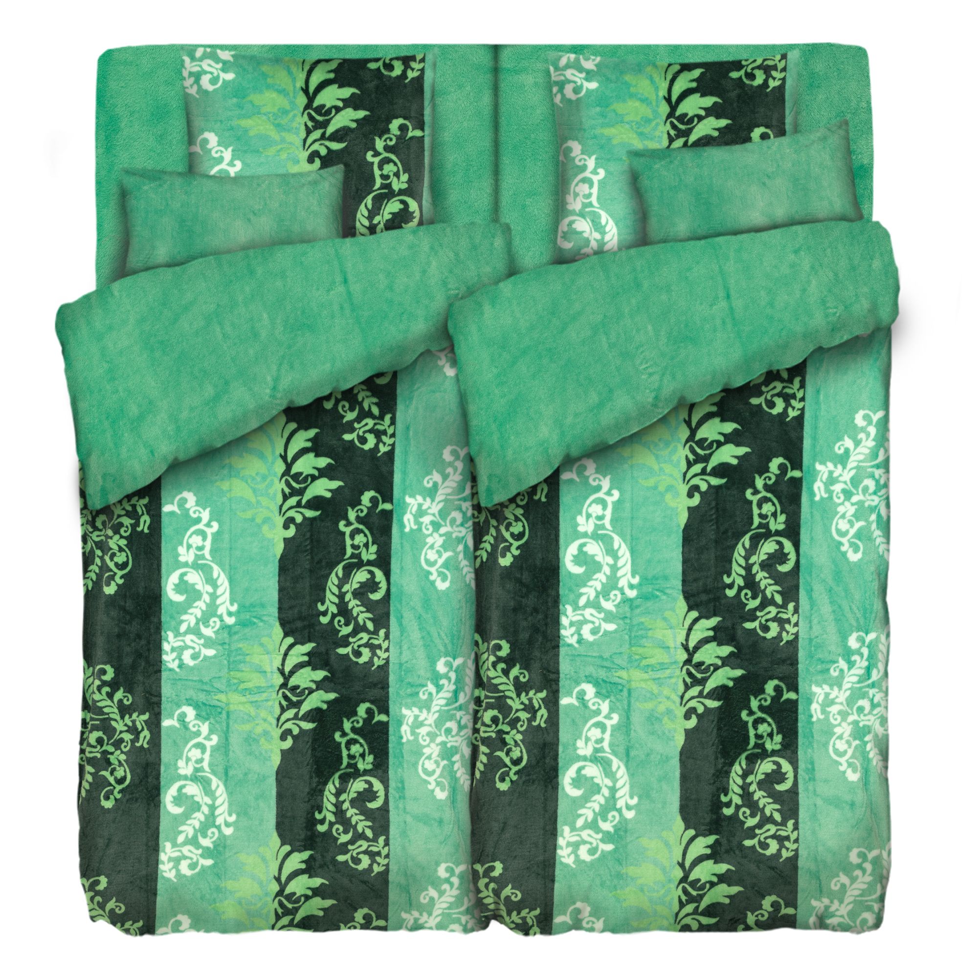 BADIZIO Classic Wendebettwäsche Streifen & Ornamente Mikrofaser Plüsch Doppelbett, 8tlg.