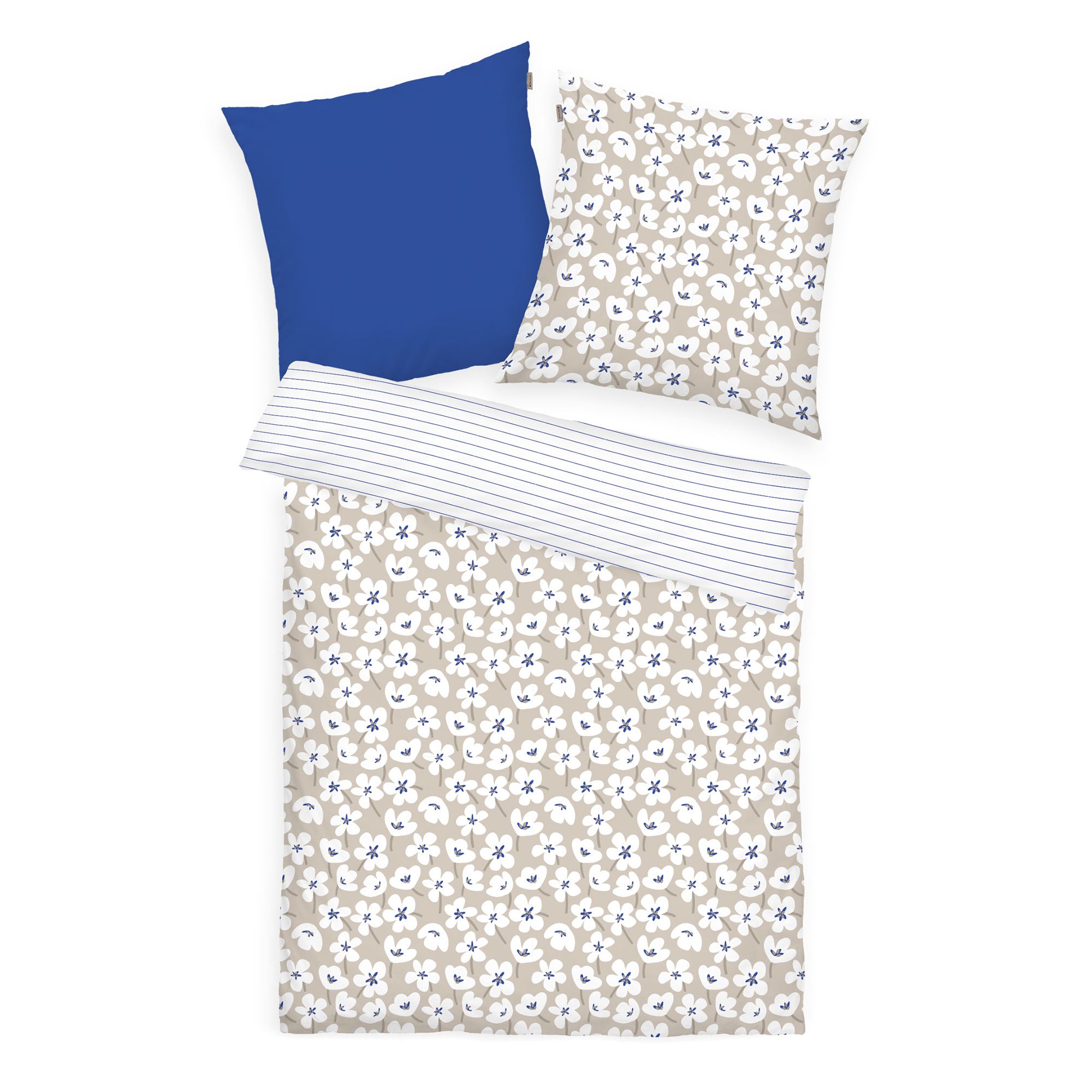 TOM TAILOR Wendebettwäsche fresh flowers / uni Baumwoll Renforcé Einzelbett